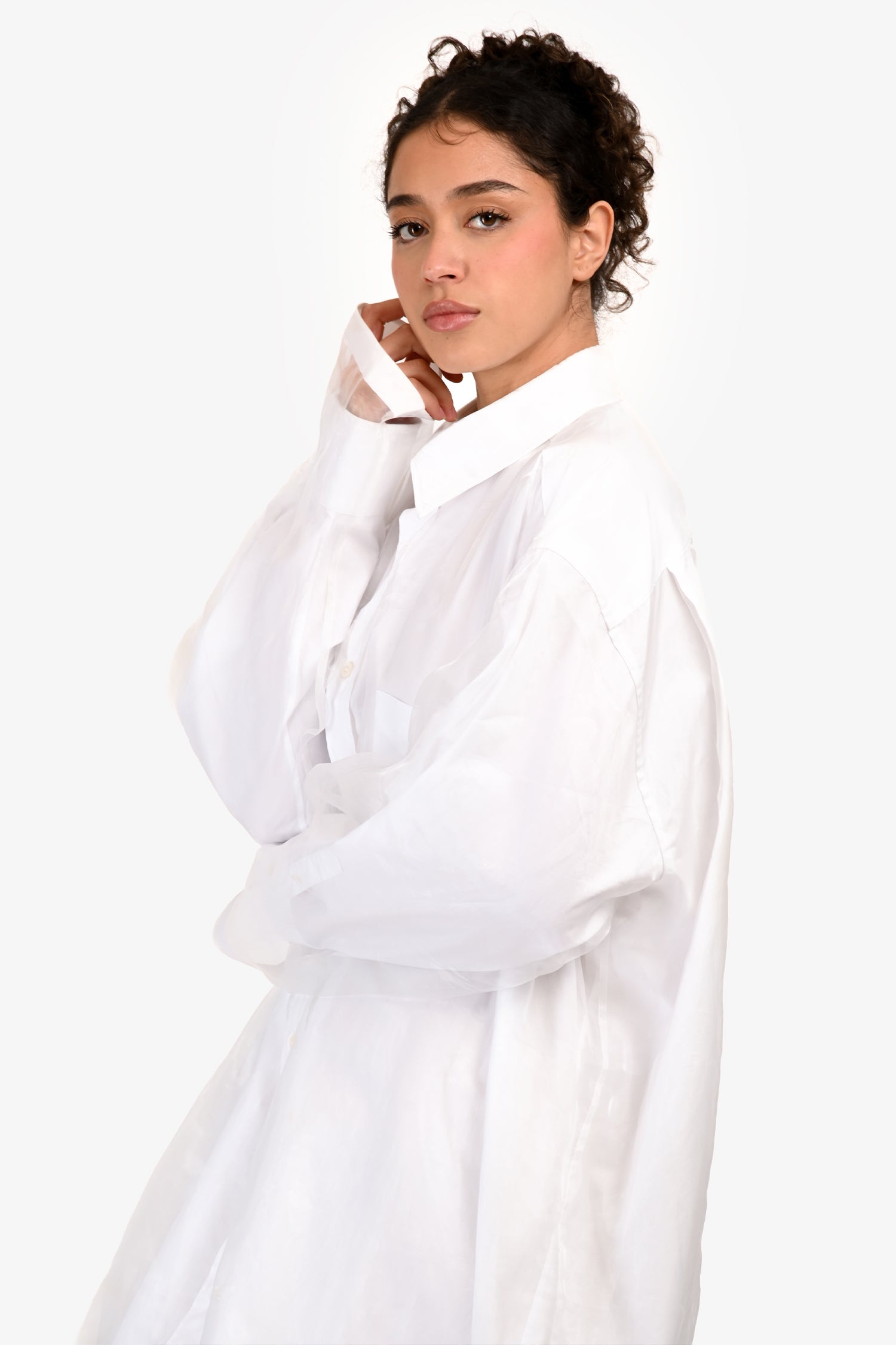 Maison Margiela 2020 White Cotton Double Lined Button Down Dress Size 38