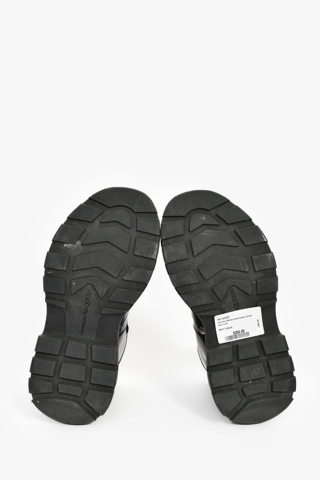 Alexander McQueen Black Rubber Combat Boots Size 36