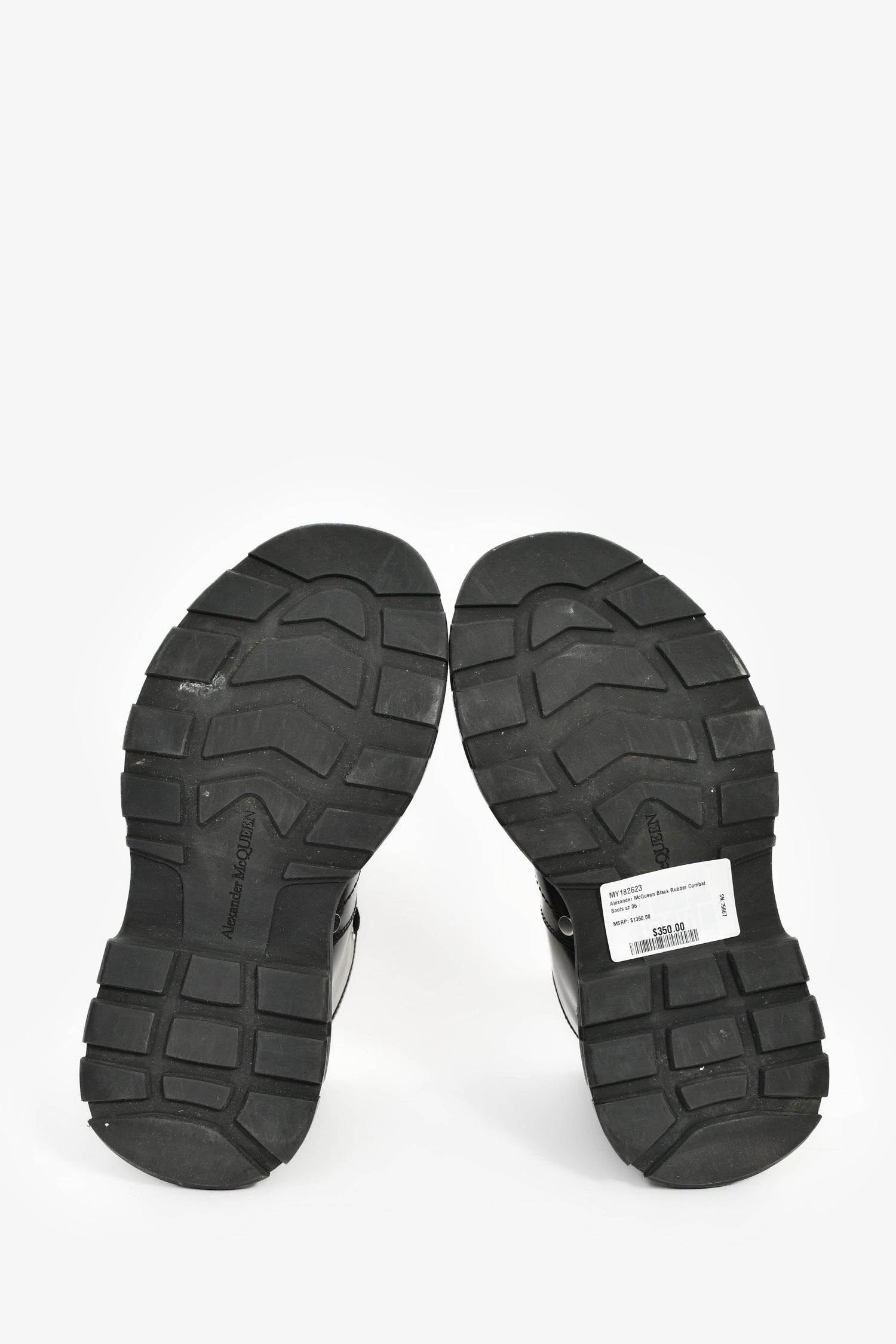 Alexander McQueen Black Rubber Combat Boots Size 36