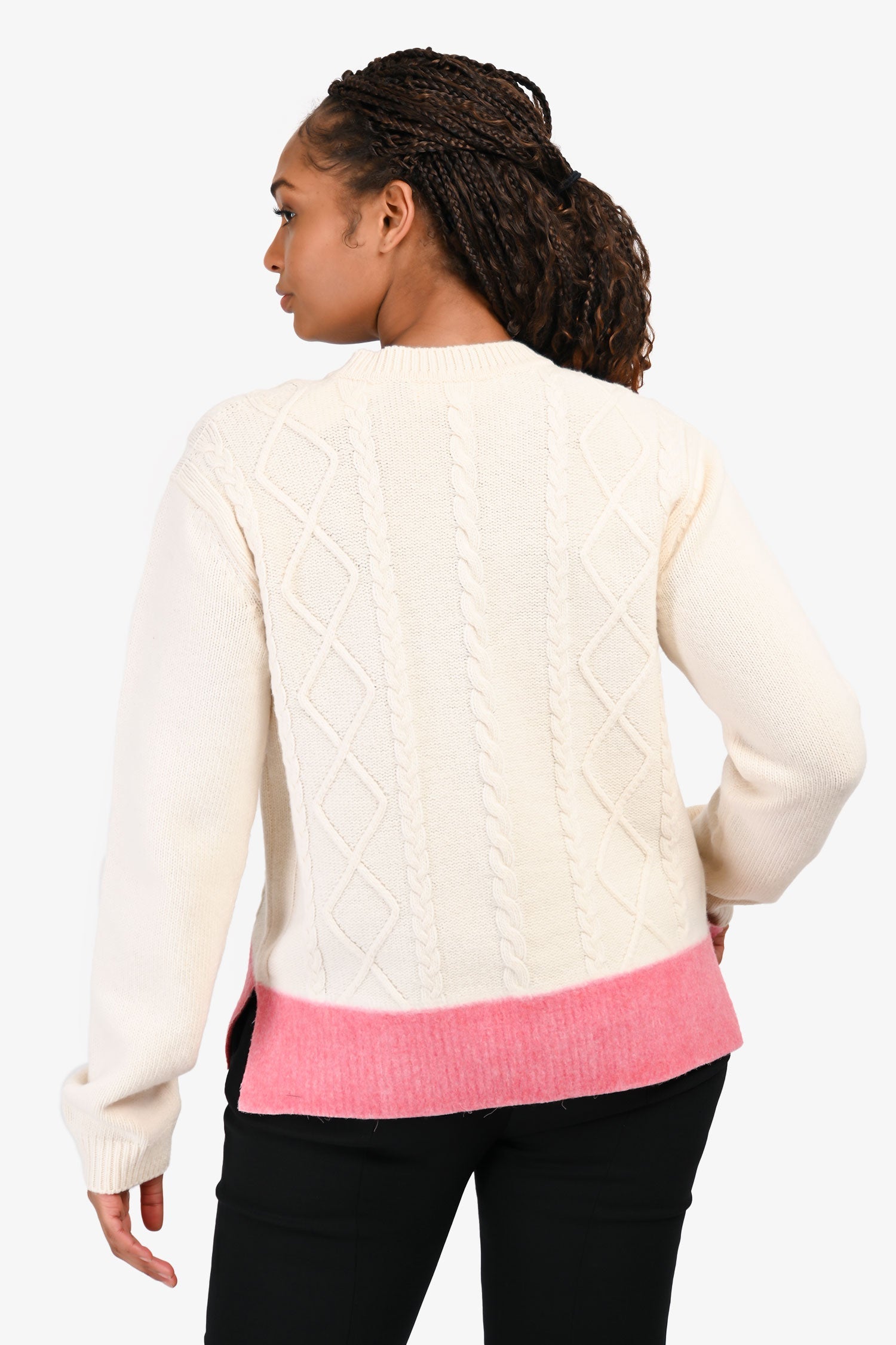 Marni Cream/Pink Wool Cableknit Sweater Size 46