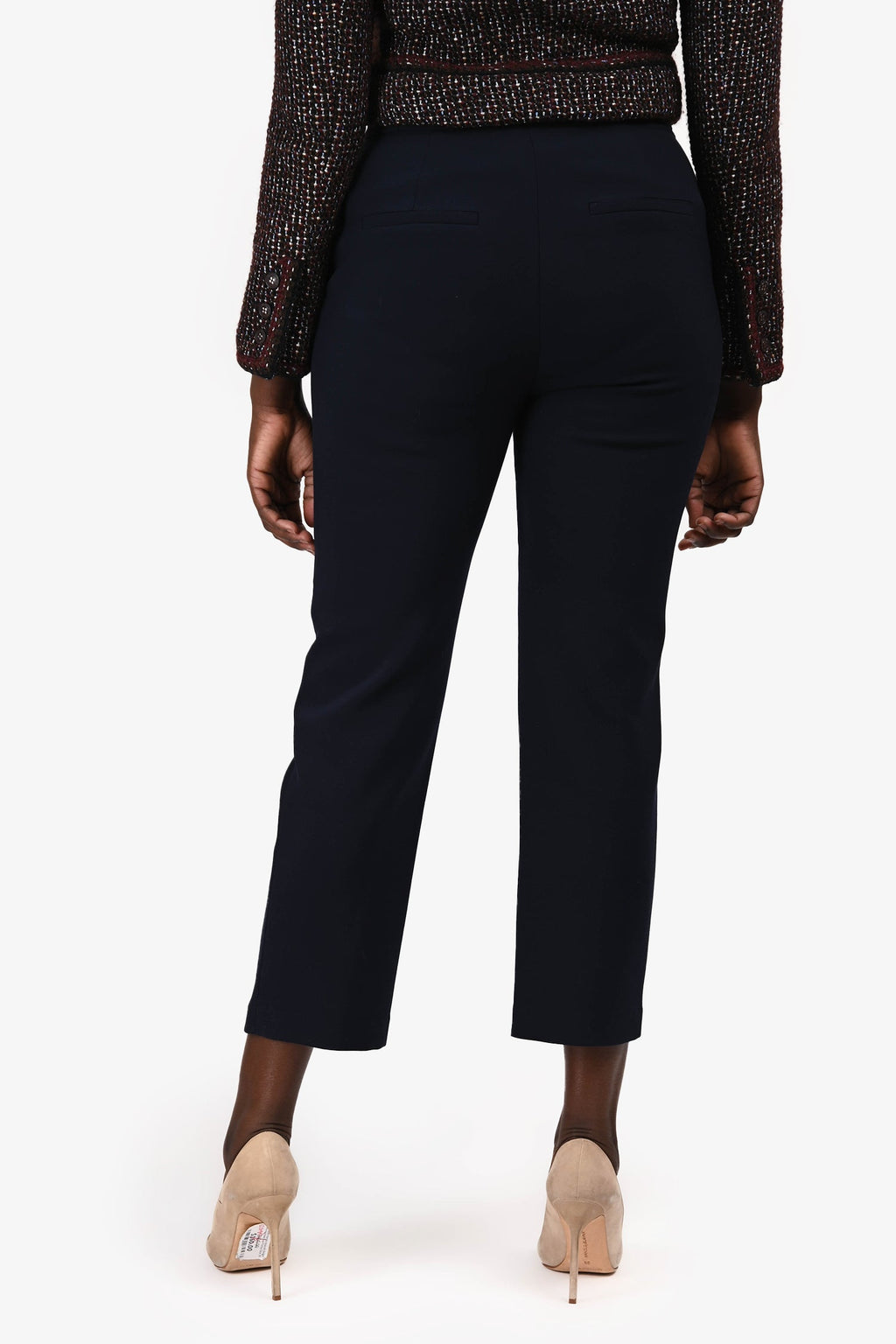 Veronica Beard Navy 'Renzo' Slim-Leg Pants with Gold Buttons Size 10