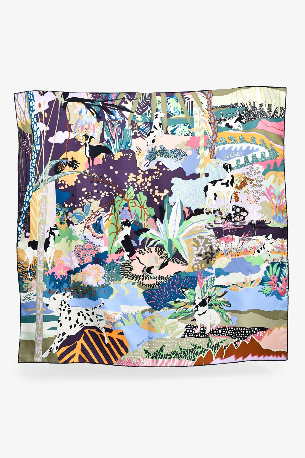 Hermès Purple Silk 'En Liberte' Scarf 90