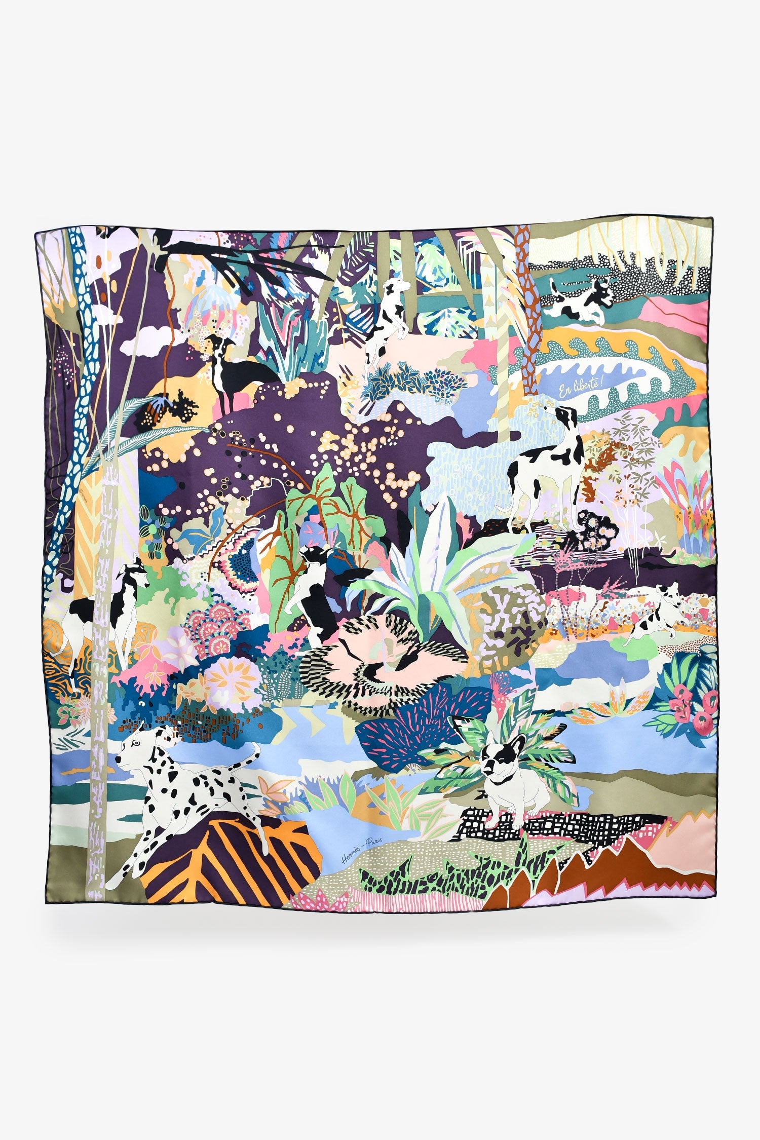 Hermès Purple Silk 'En Liberte' Scarf 90