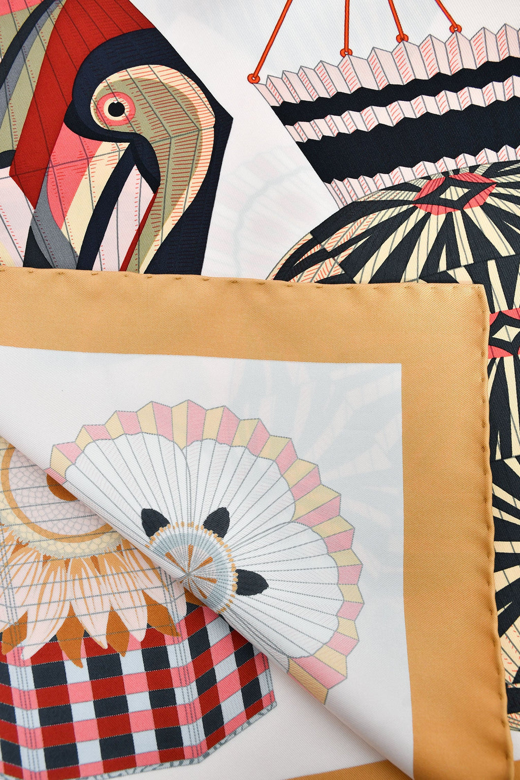 Hermès Gold/Blush Silk ' Lanternes et Ballons' Scarf 90 with Tags