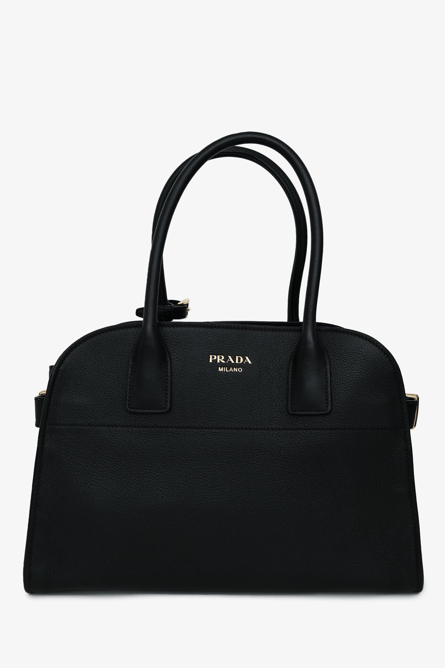 Prada Black Leather Medium Tote Bag