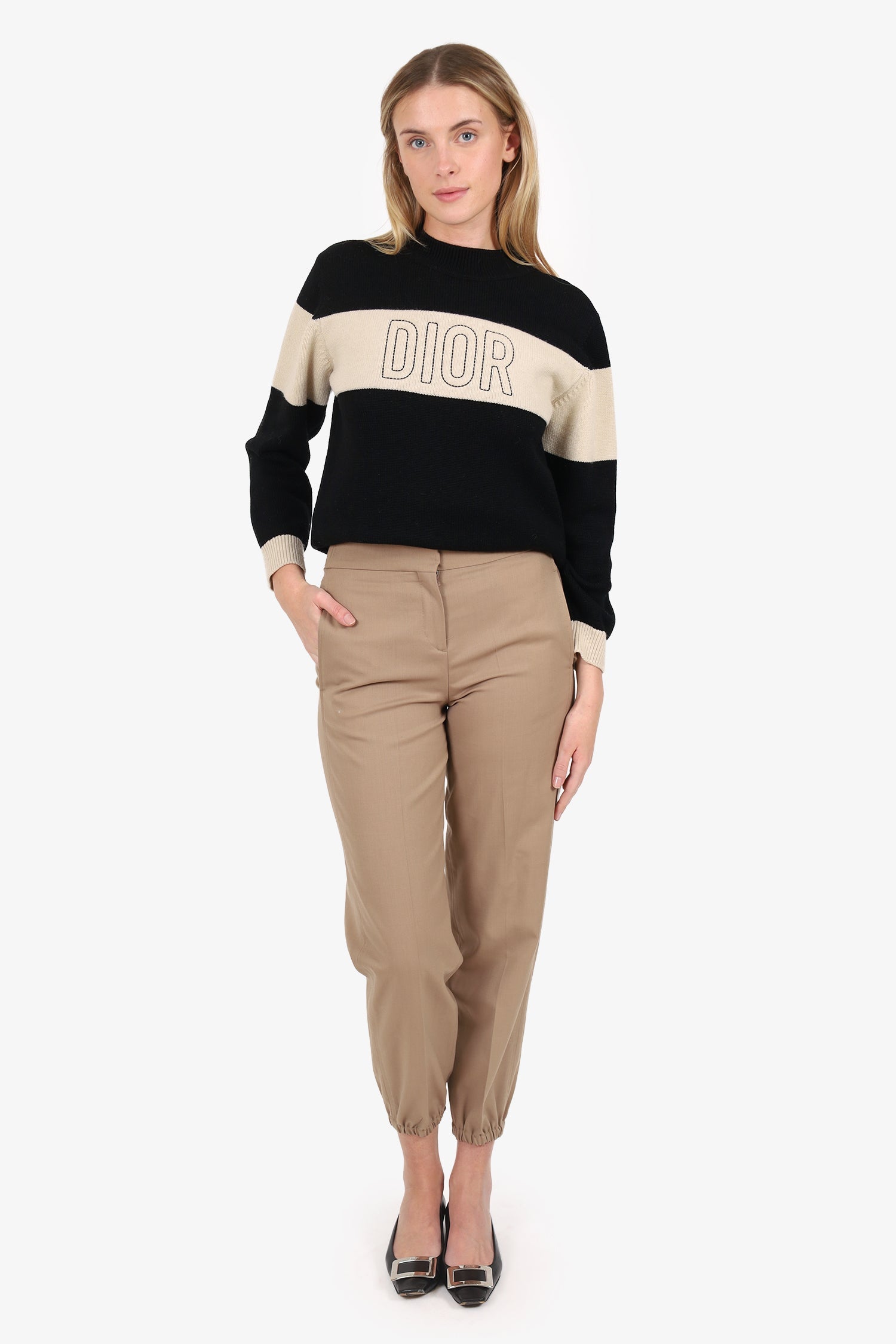 Maje Beige Elastic Hem Pants Size 34