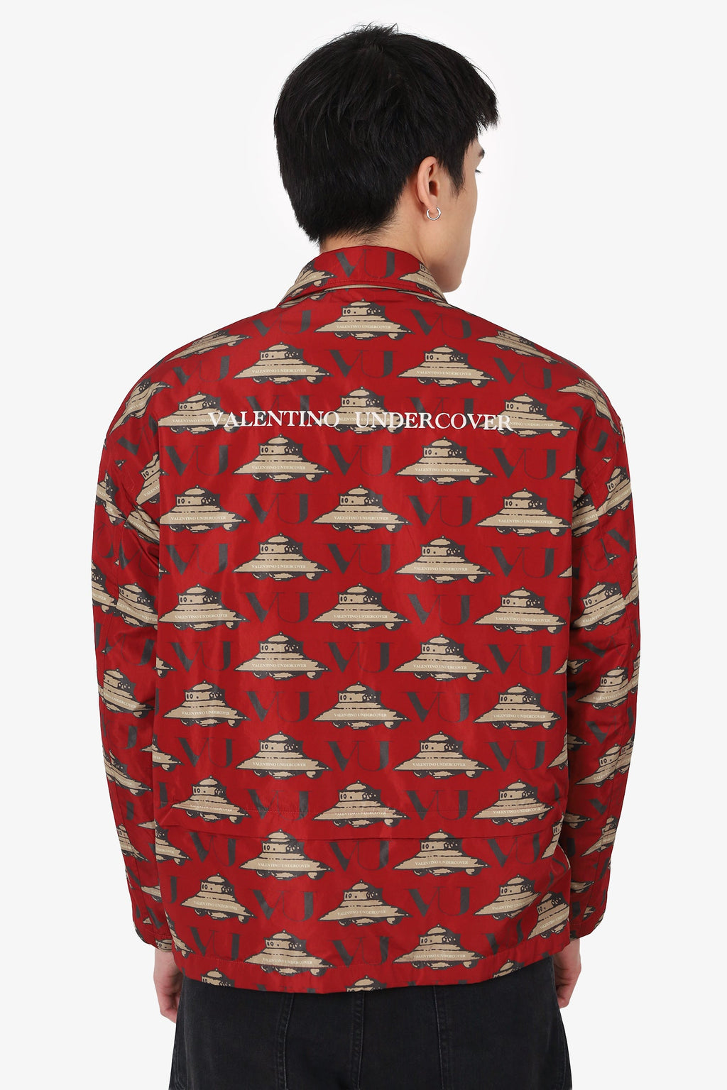 Valentino x Undercover Red/Beige Nylon UFO Teddy Lined Jacket Size 1 Mens