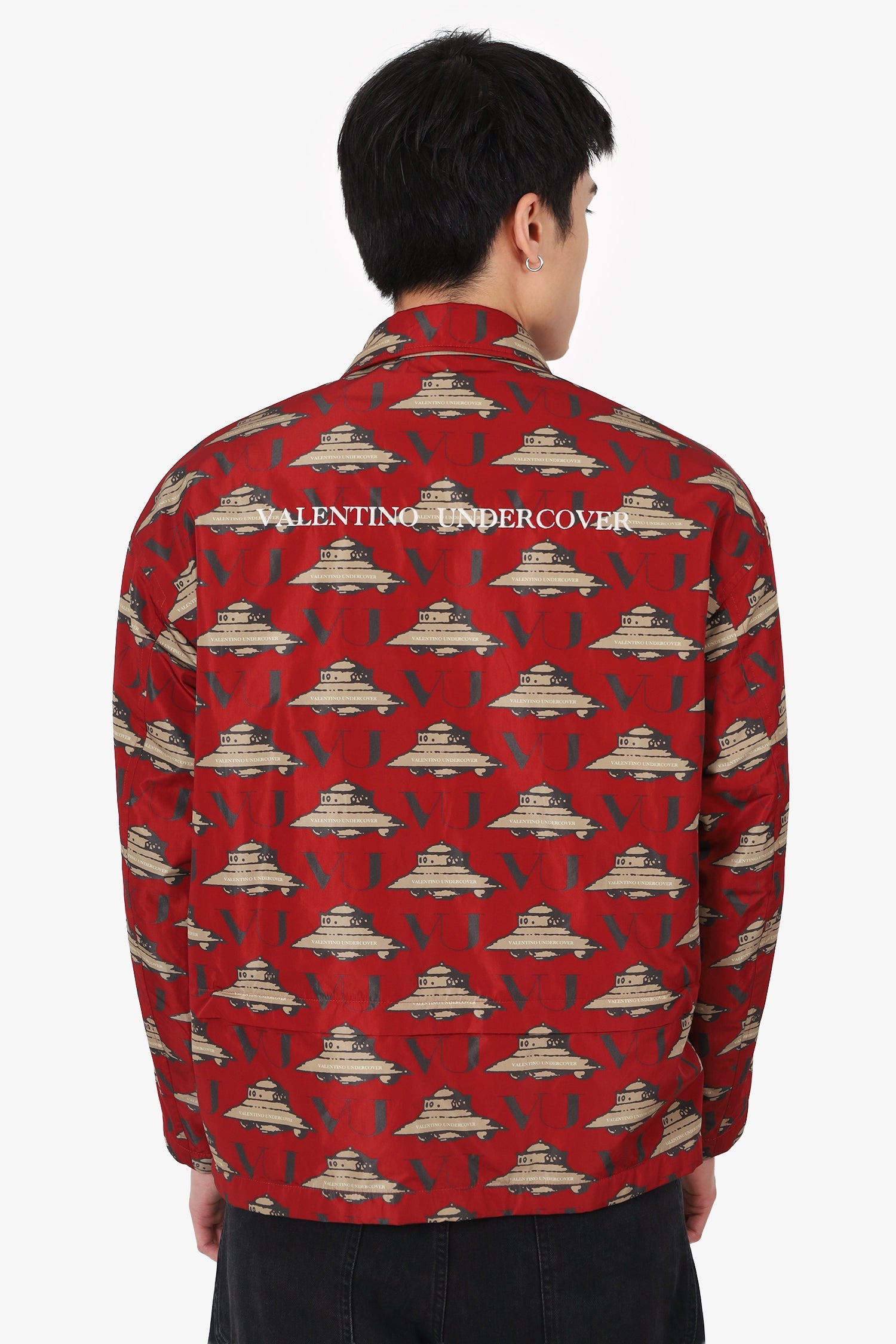Valentino x Undercover Red/Beige Nylon UFO Teddy Lined Jacket Size 1 Mens