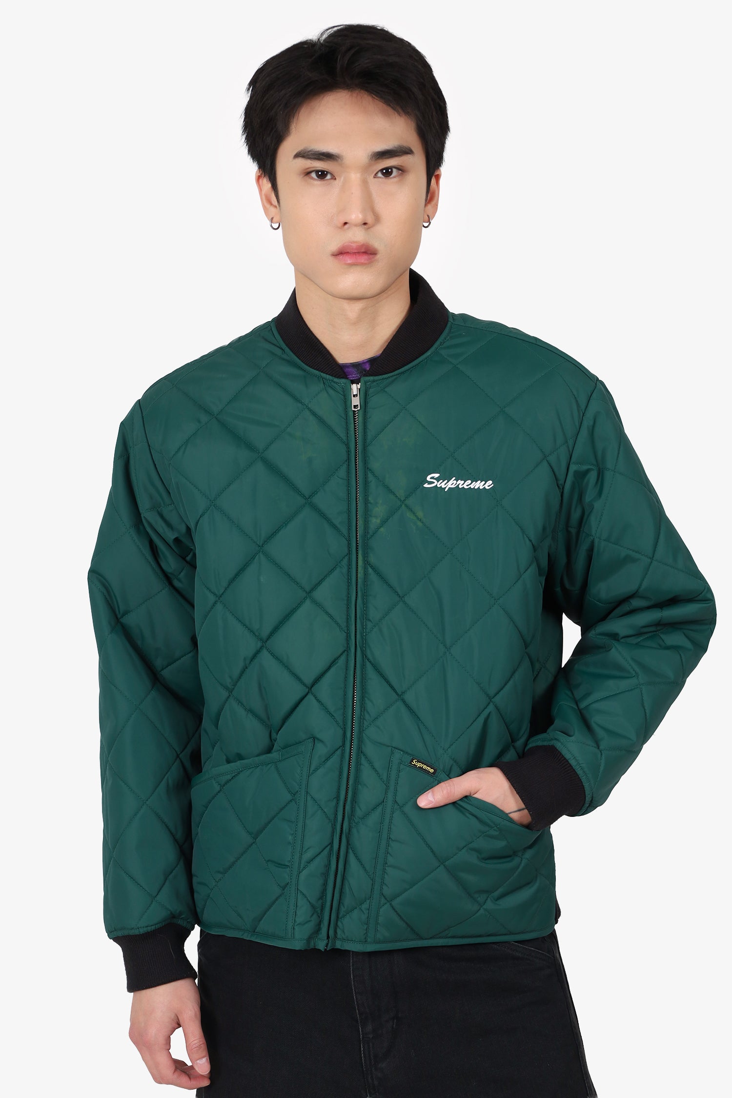 Supreme Green Quilted 'Dead Prez' Jacket Size M Mens