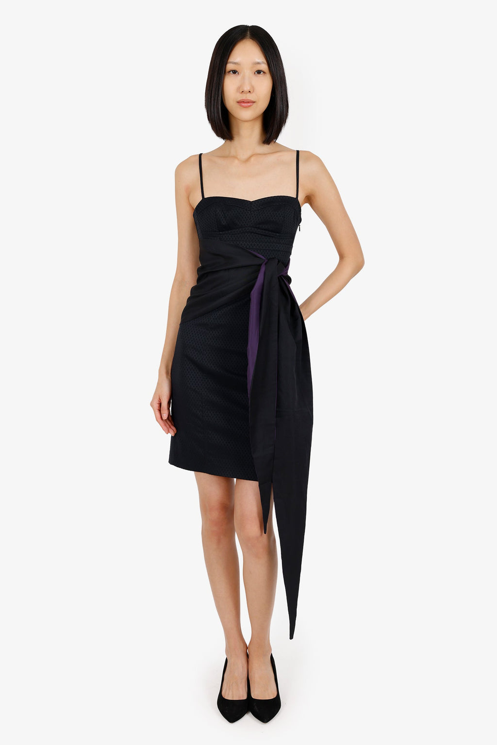 Chloe Black Silk Twill Wrap Around Belt