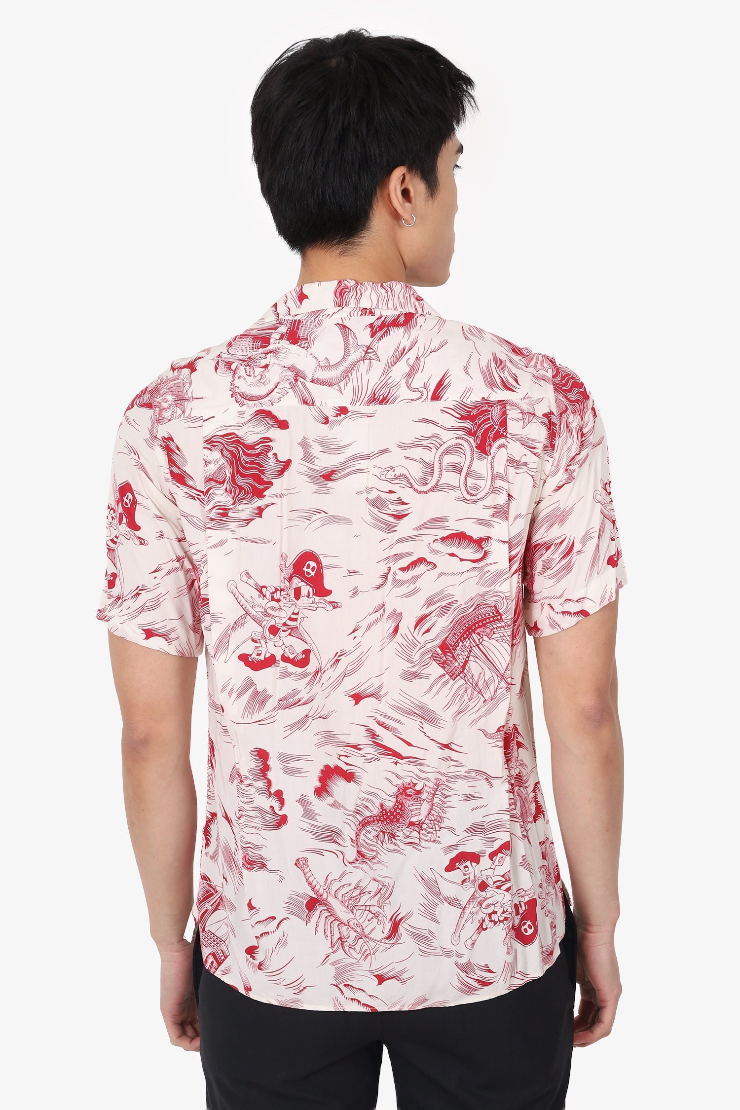 Gucci X Disney Cream/Red Dragon Printed Shirt Sleeve Shirt Size 44 Mens