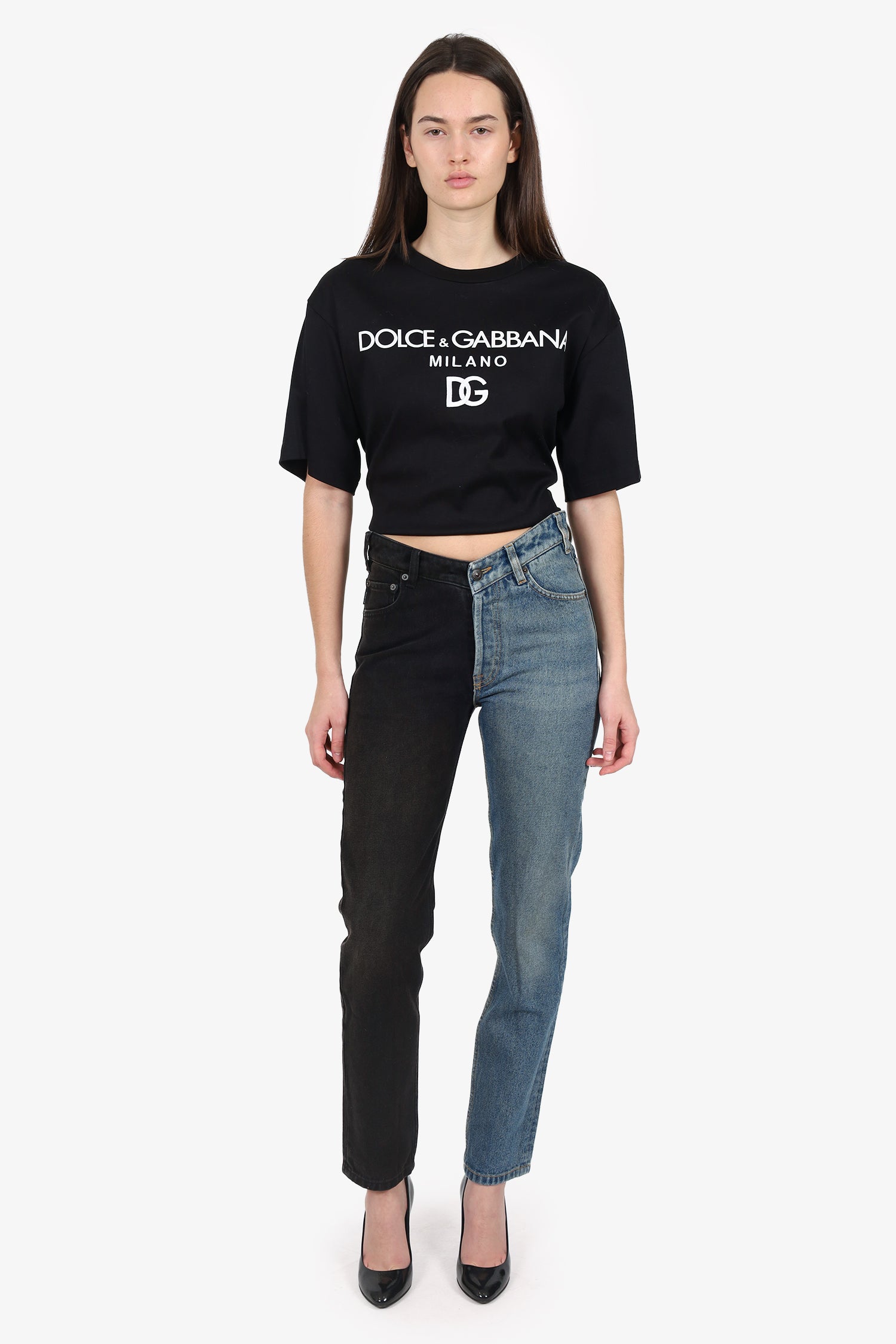 Balenciaga Black/Blue Denim Straight Leg Jeans Size 28