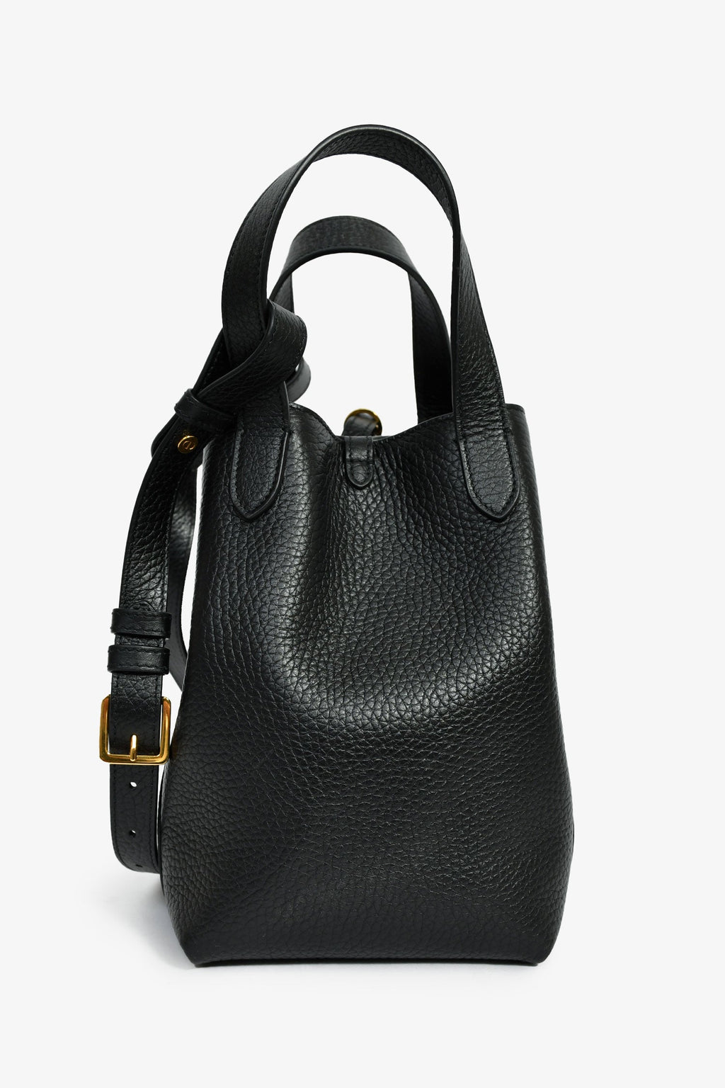 Christian Dior Black Grained Calfskin Bucket Bag With Strap