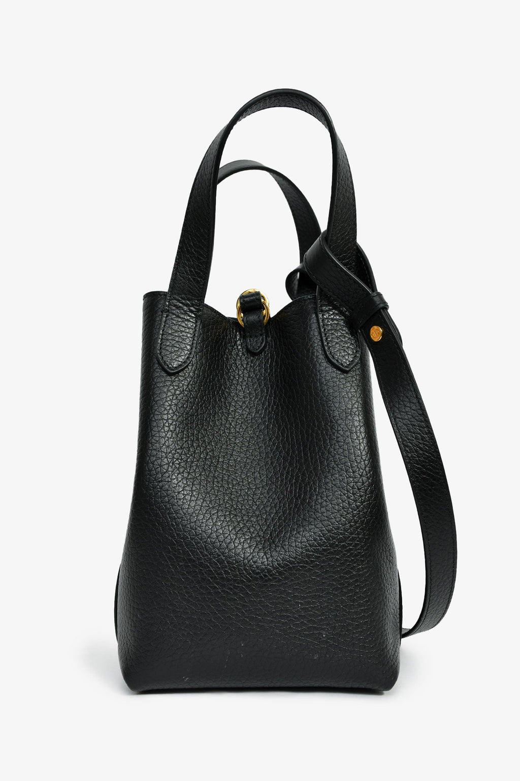 Christian Dior Black Grained Calfskin Bucket Bag With Strap