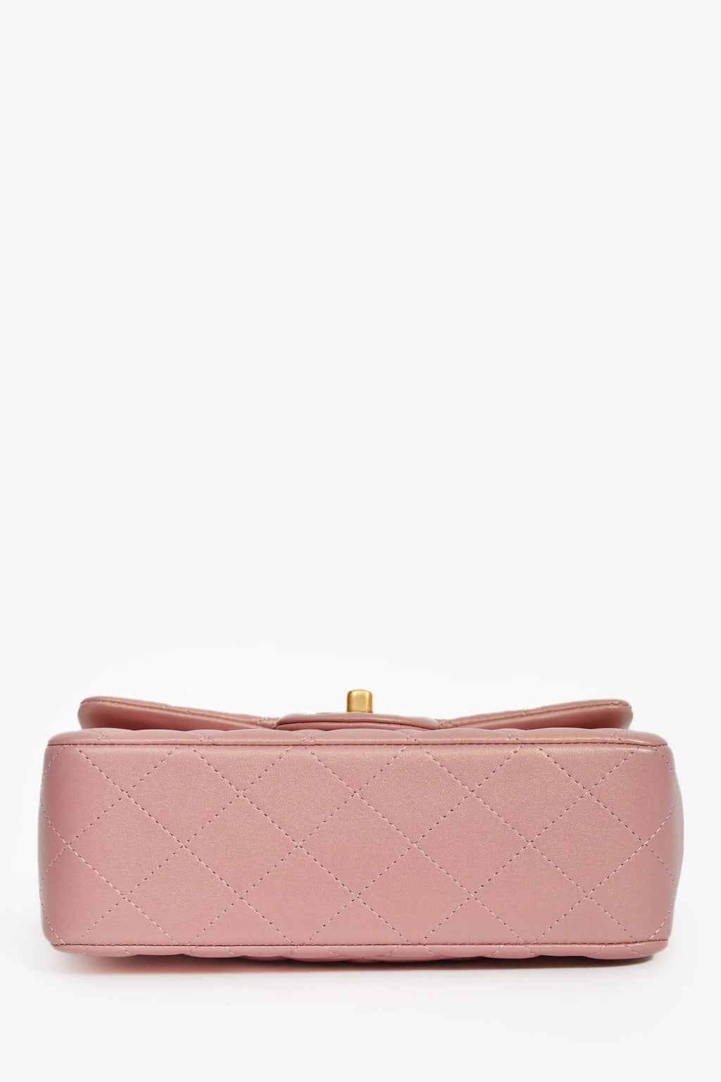 Pre-Loved Chanel™ 2021P Rose Iridescent Quilted Lambskin Mini Rectangle Top Handle