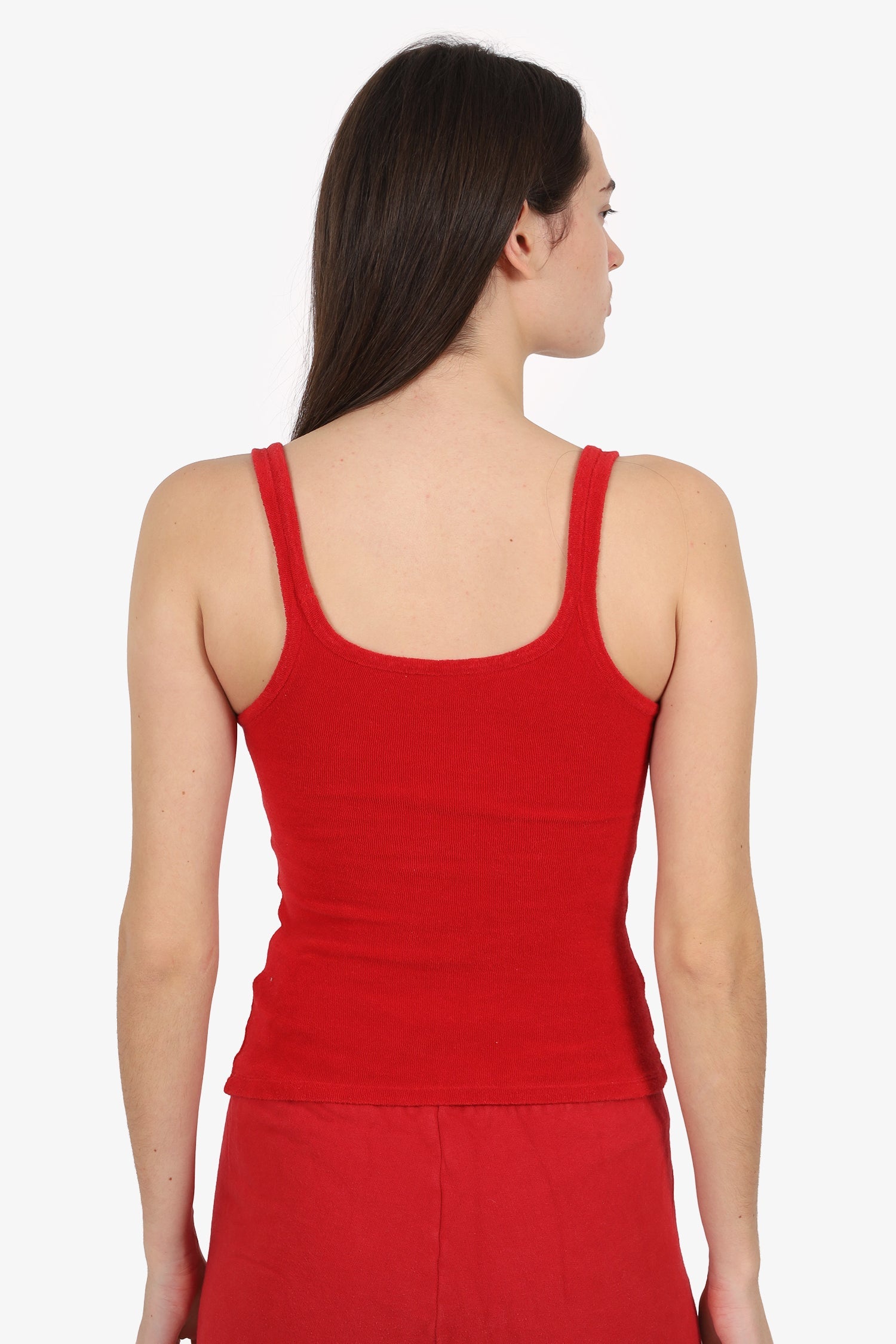 Off-White Red Terry Cloth Strappy Cropped Top Size XS