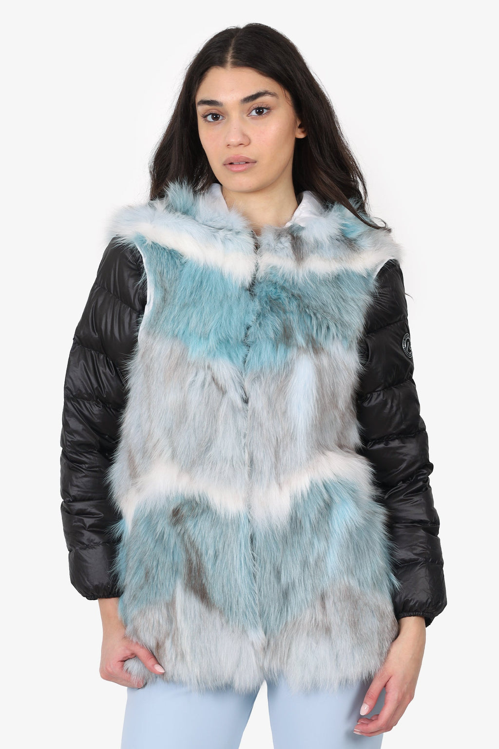 Ozlana Black/Blue Puffy Sleeve Coat Size M