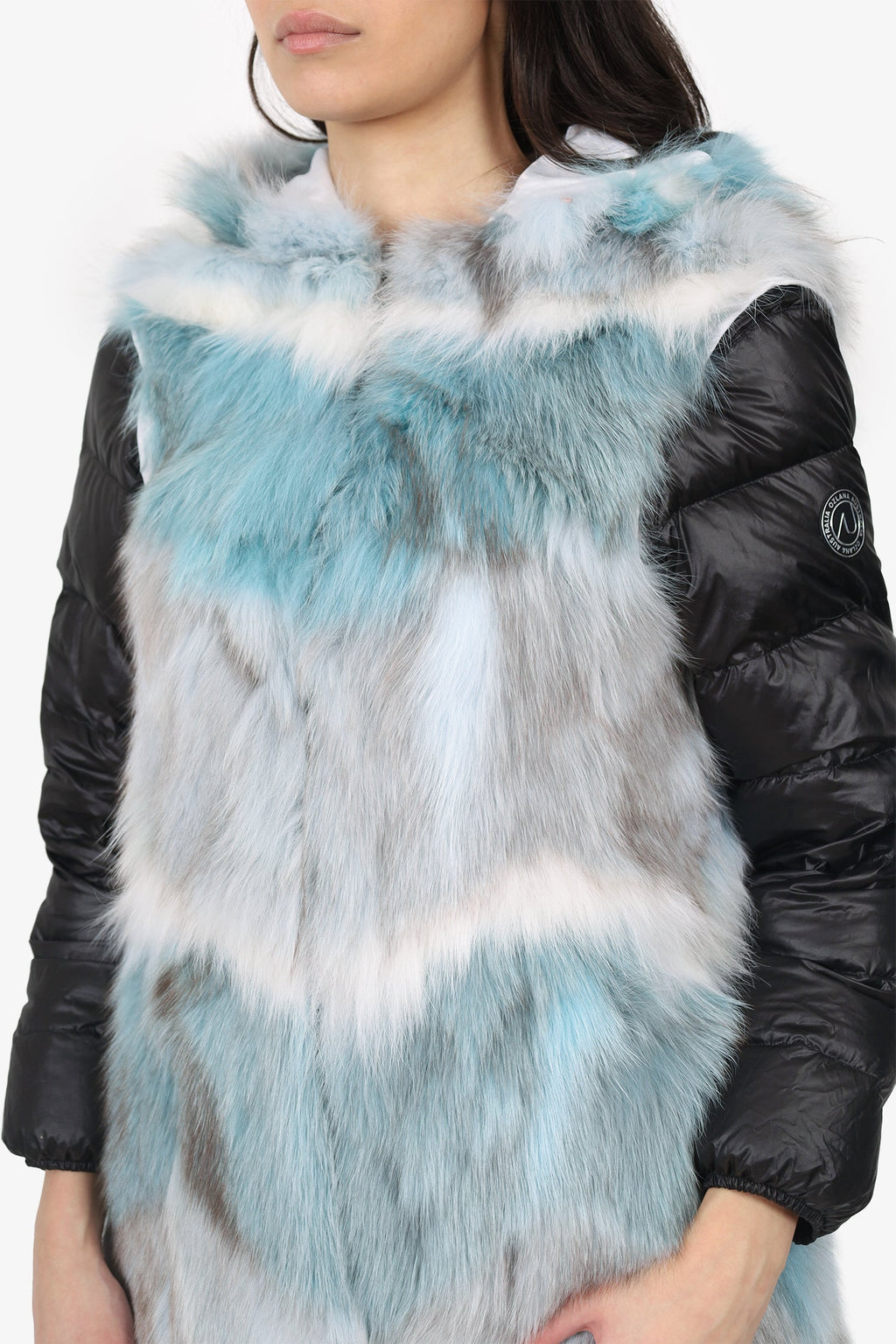 Ozlana Black/Blue Puffy Sleeve Coat Size M