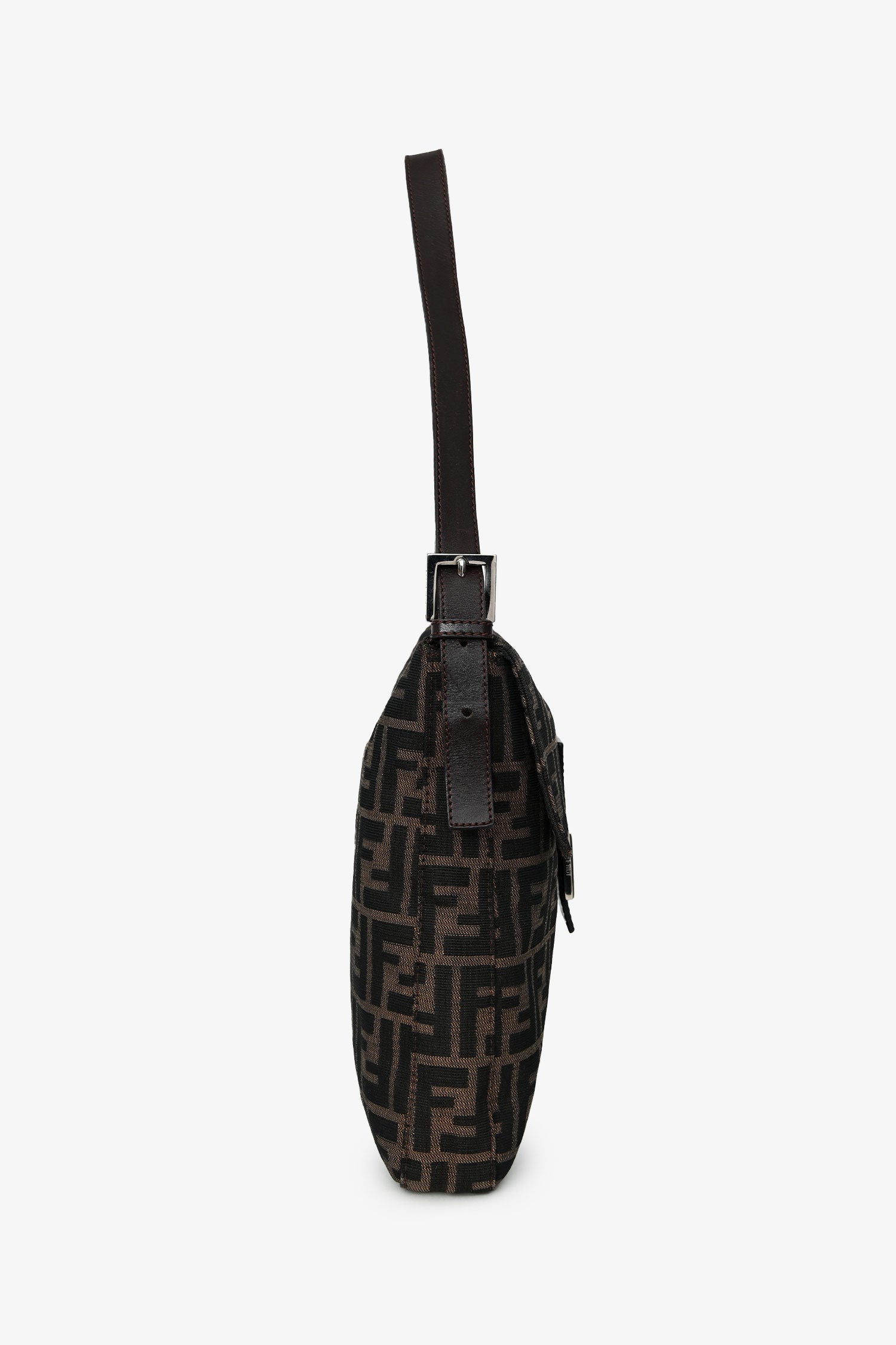 Fendi Brown FF Zucca Canvas Square Baguette Shoulder Bag