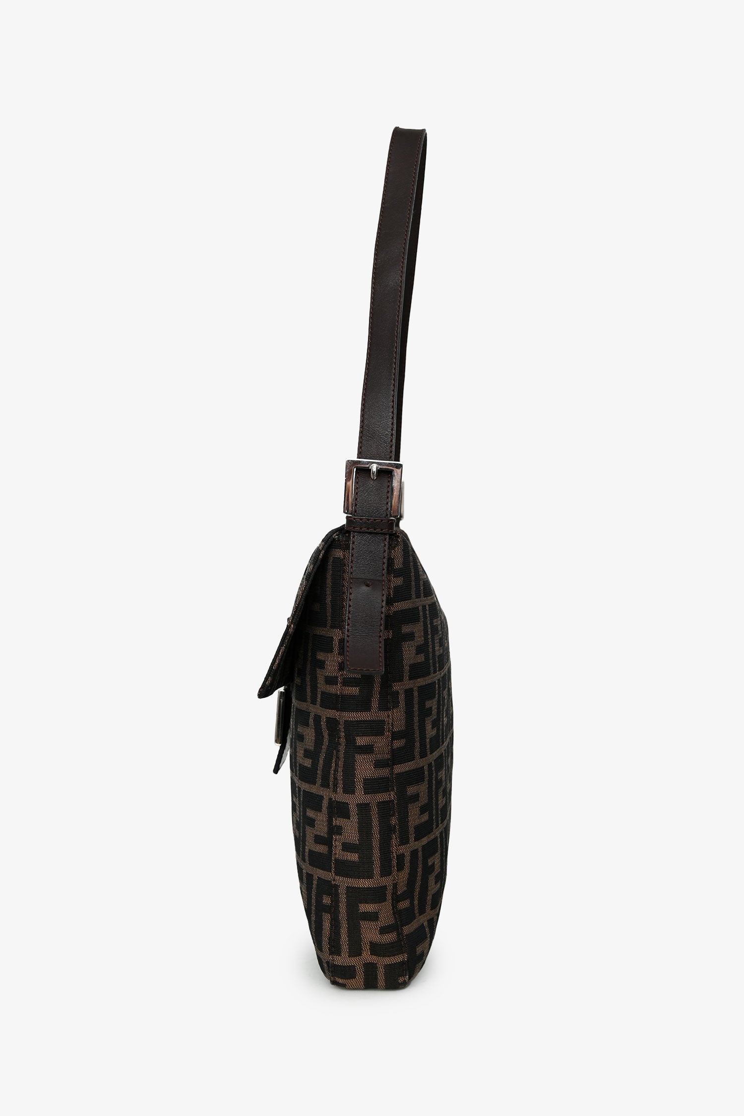 Fendi Brown FF Zucca Canvas Square Baguette Shoulder Bag