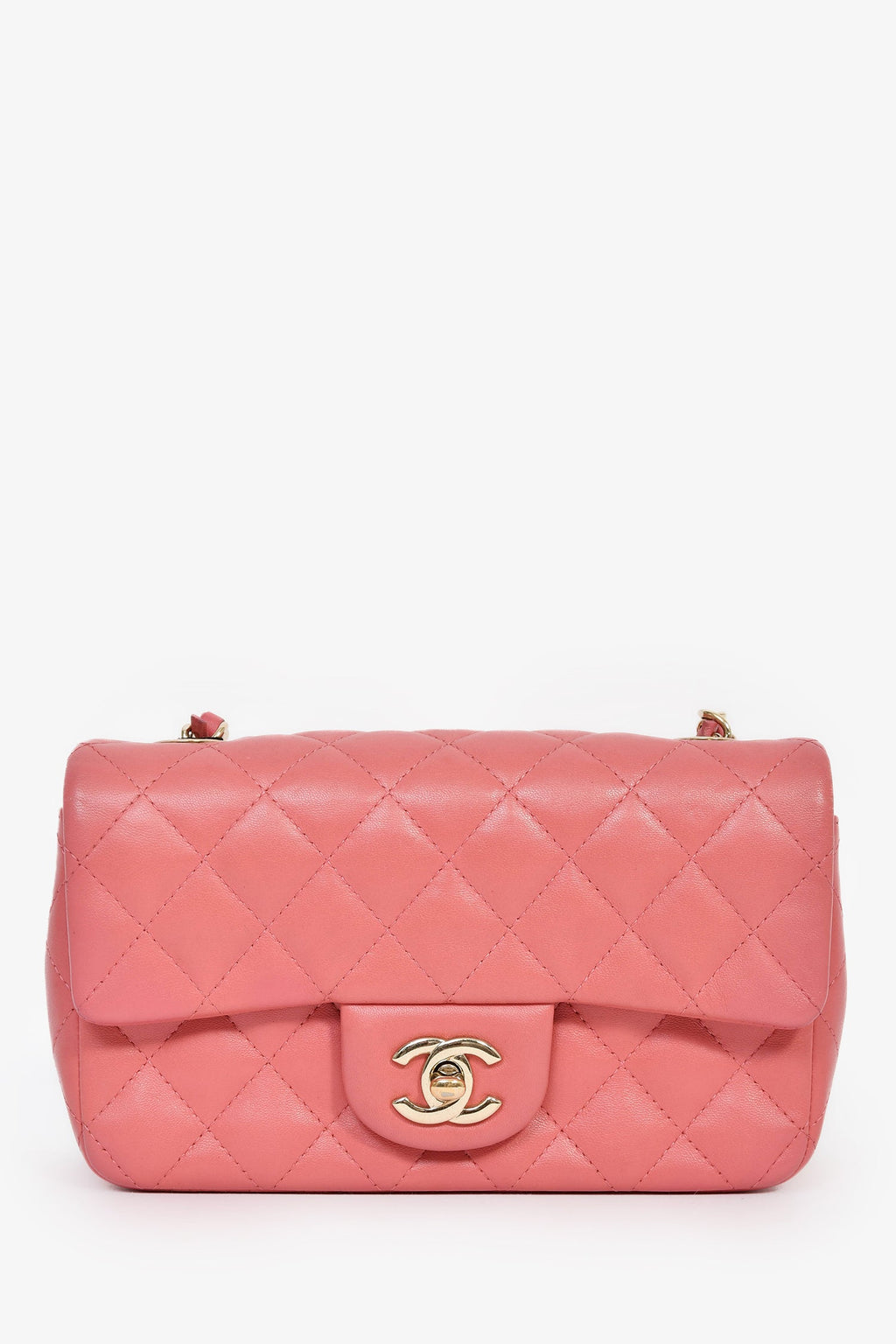 Pre-Loved Chanel™ 2014 Valentine Charms Edition Pink Quilted Lambskin Mini Rectangular Flap Bag