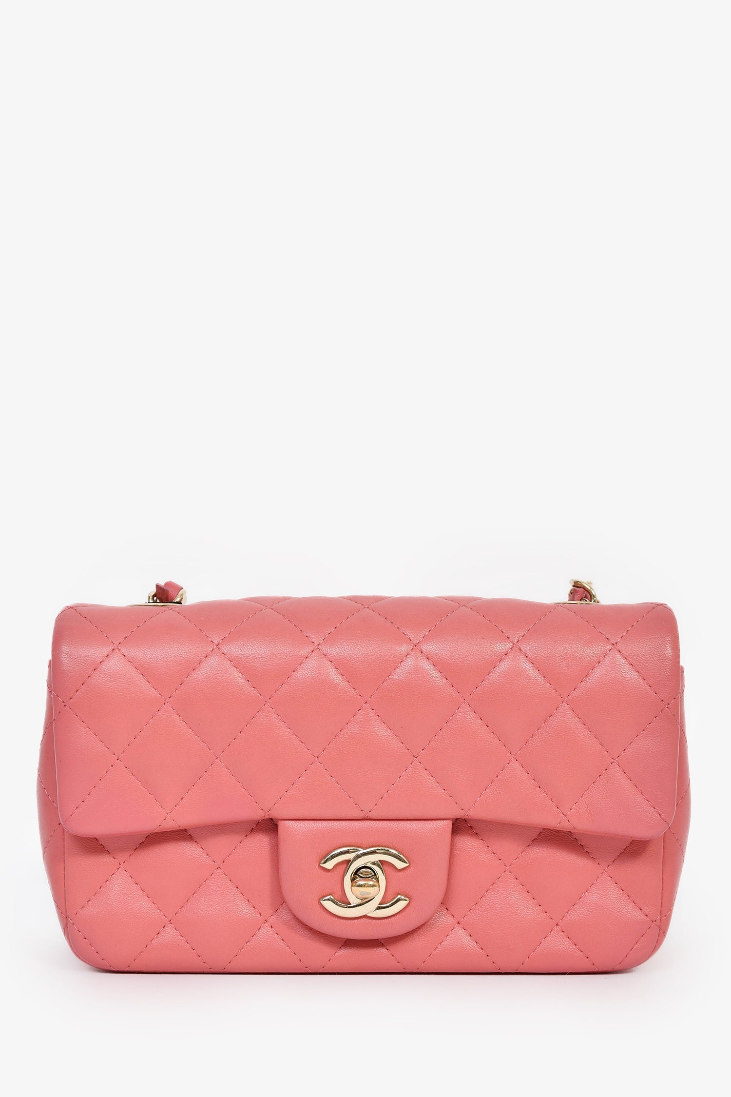 Pre-Loved Chanel™ 2014 Valentine Charms Edition Pink Quilted Lambskin Mini Rectangular Flap Bag