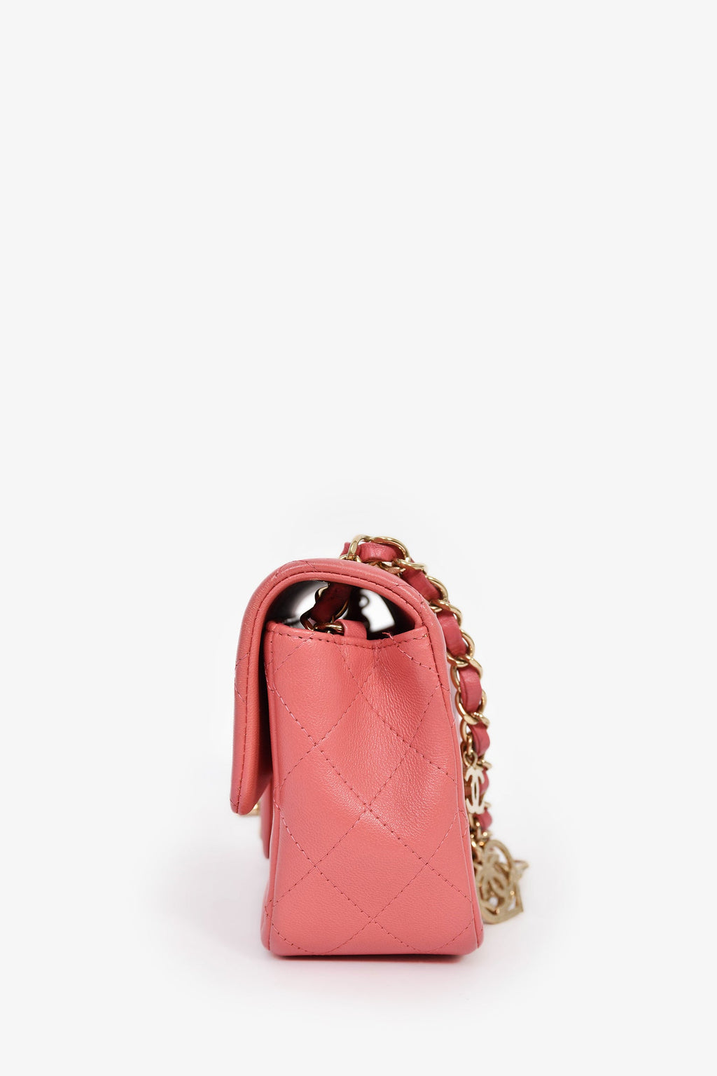 Pre-Loved Chanel™ 2014 Valentine Charms Edition Pink Quilted Lambskin Mini Rectangular Flap Bag