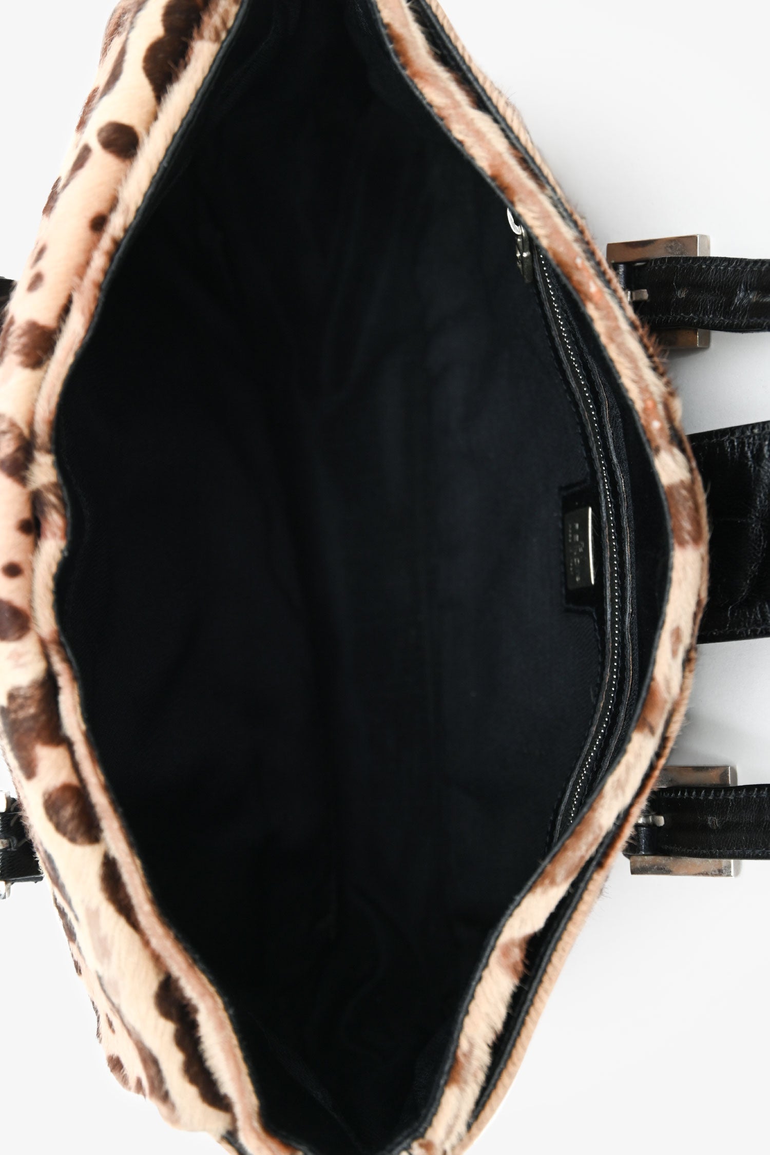 Fendi Leopard Print Ponyhair Mamma Baguette Handle Bag