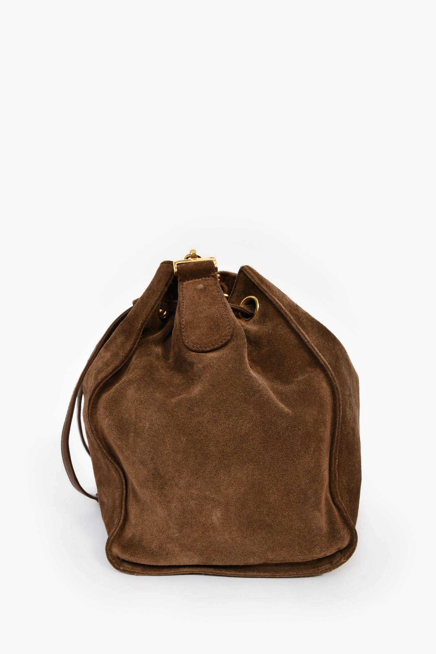 Pre-Loved Chanel™ 1994-96 Brown Suede Timeless Drawstring Bucket Bag