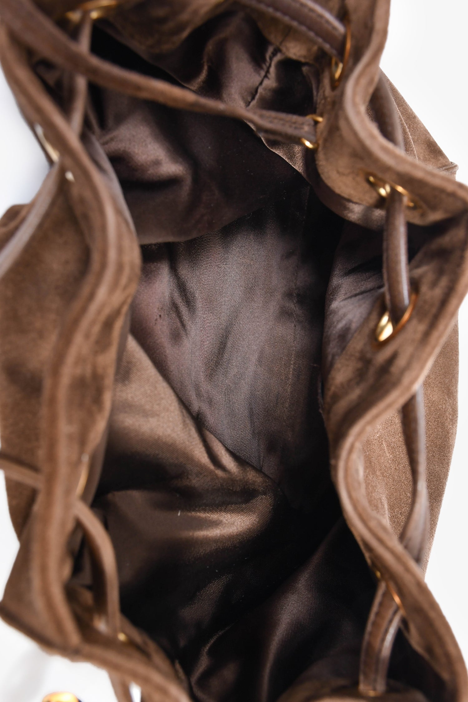 Pre-Loved Chanel™ 1994-96 Brown Suede Timeless Drawstring Bucket Bag