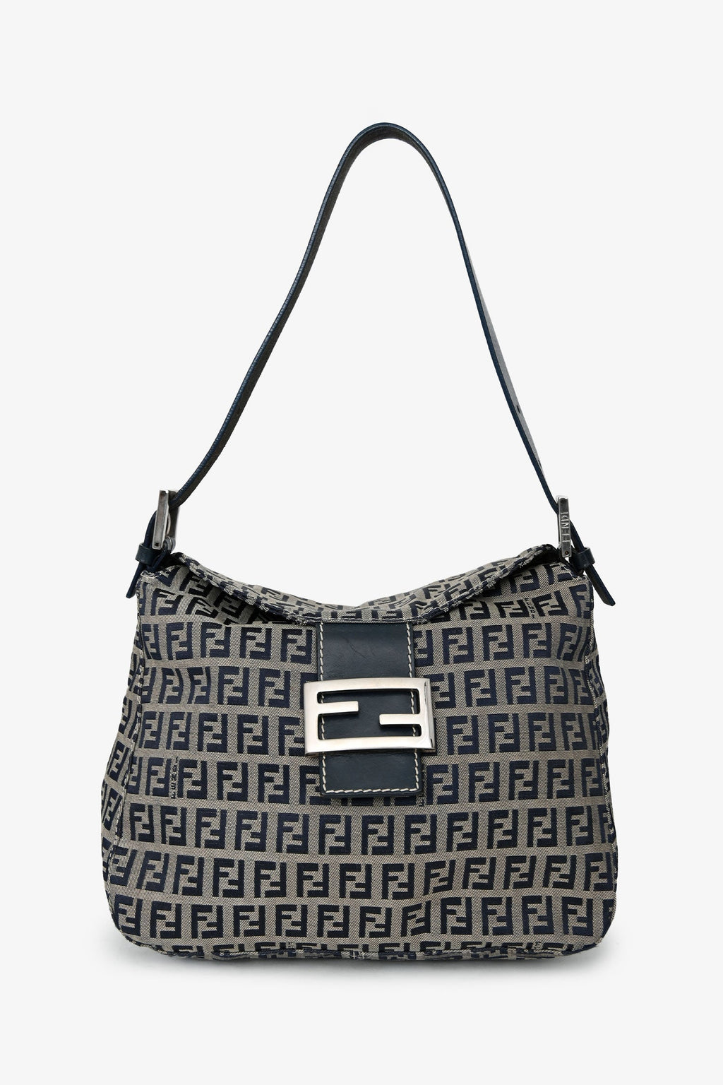 Fendi Blue/Grey FF Zucca Square Baguette Shoulder Bag