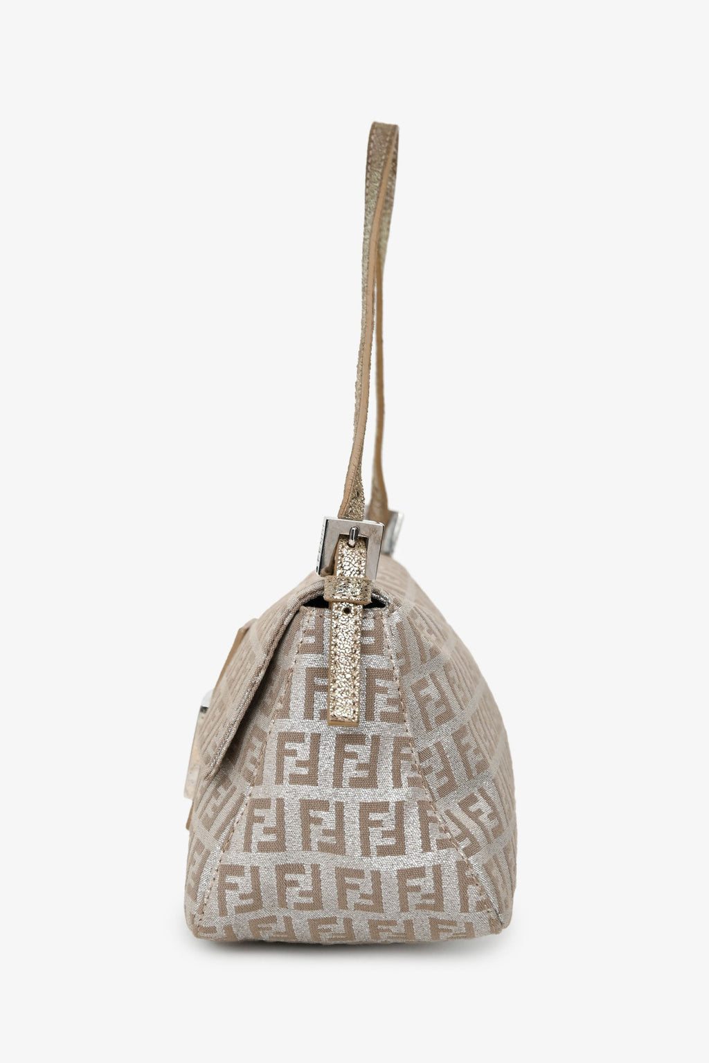Fendi Silver/Beige FF Zucca Baguette Shoulder Bag