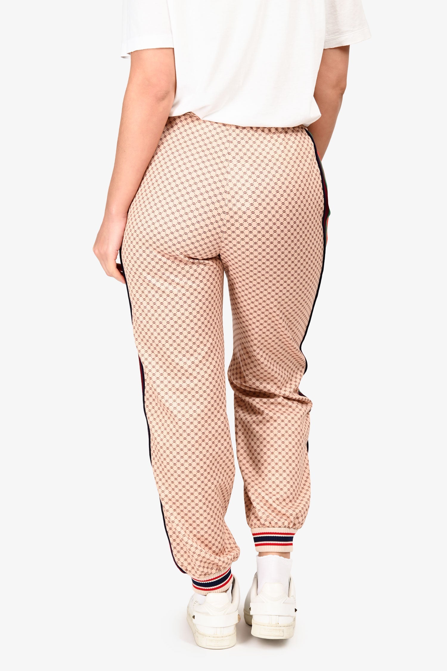 Gucci Cream/Burgundy GG Web Side Track Pants Size XS