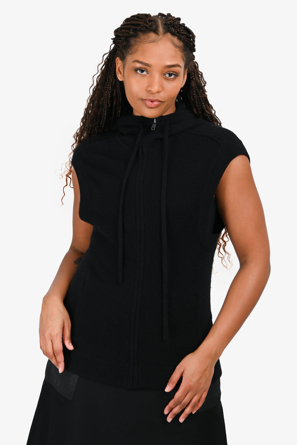 Helmut Lang Black Cashmere 'Corca' Hooded Vest Size M