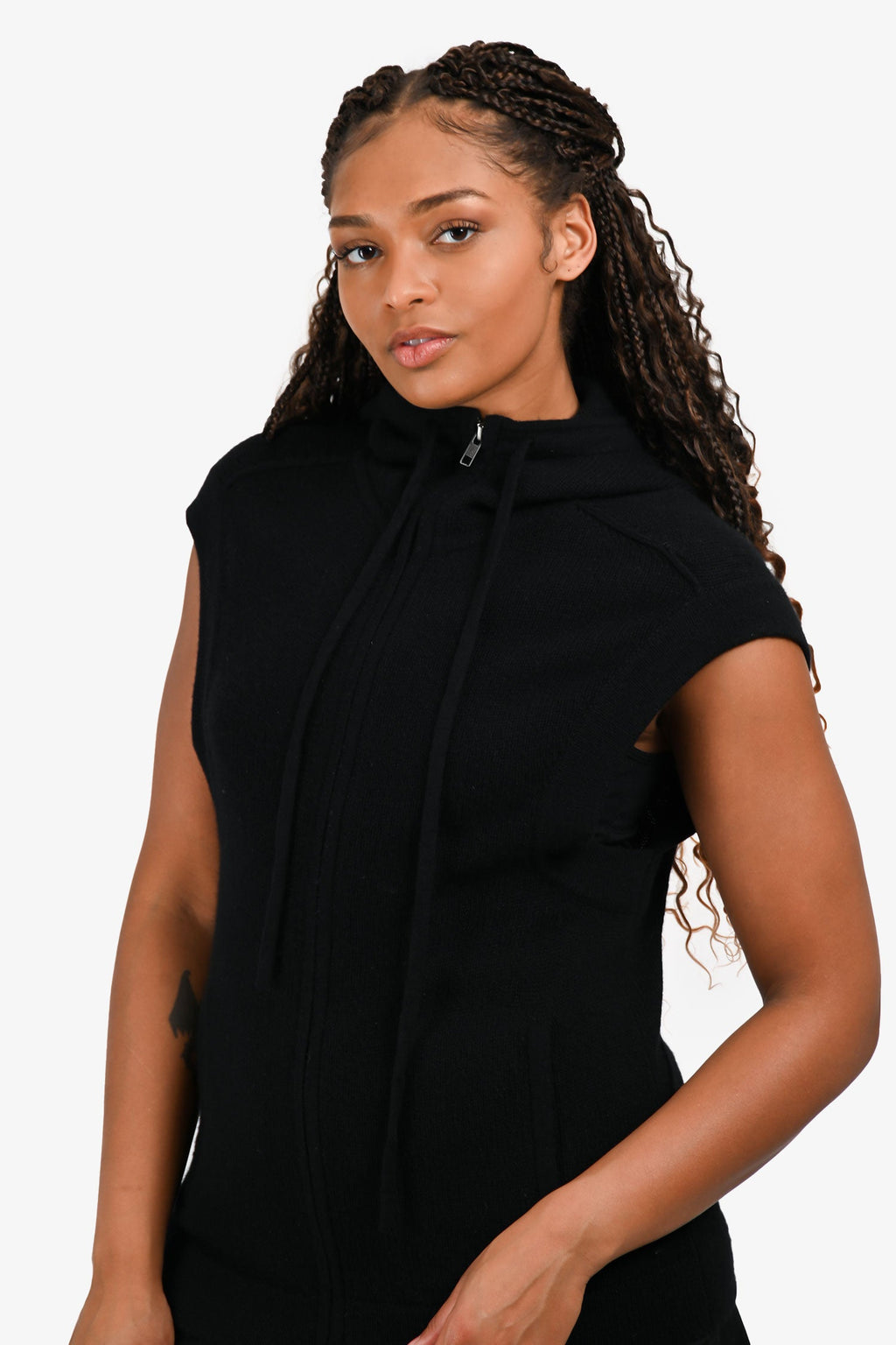 Helmut Lang Black Cashmere 'Corca' Hooded Vest Size M