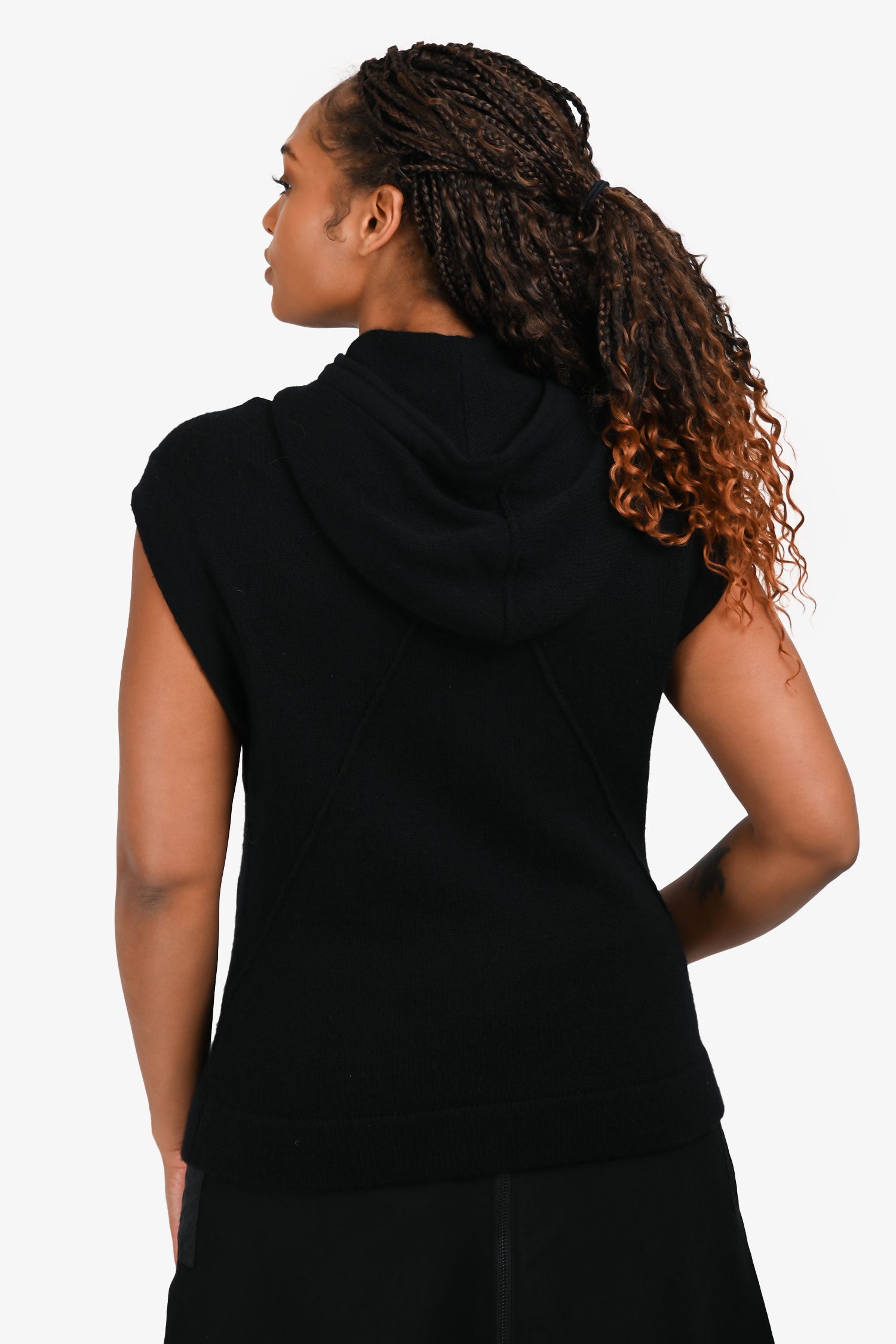 Helmut Lang Black Cashmere 'Corca' Hooded Vest Size M