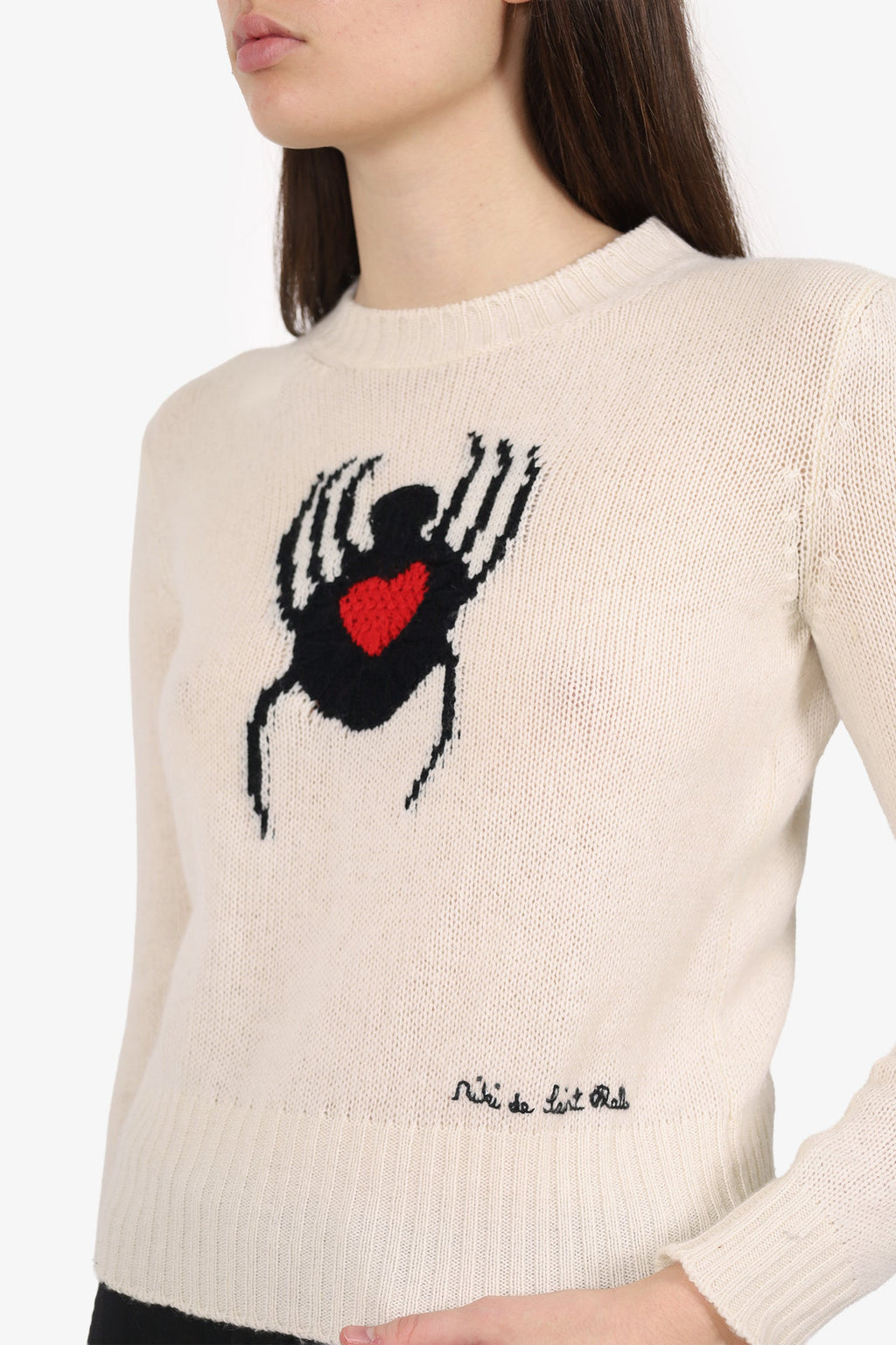 Christian Dior Cream/Black Cashmere Spider Knit Sweater Size 6