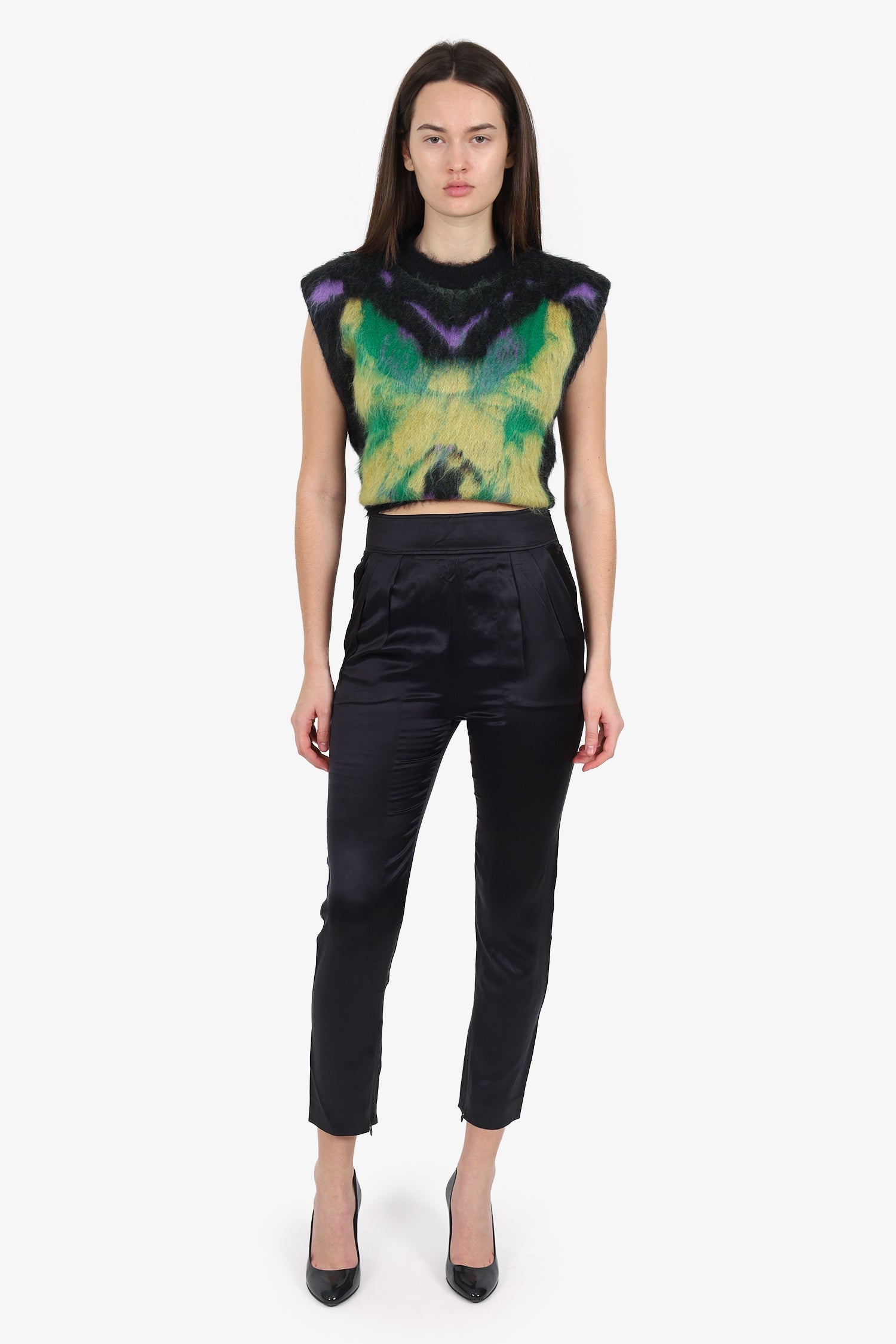 Givenchy Black Silk High Waisted Pants Size 34