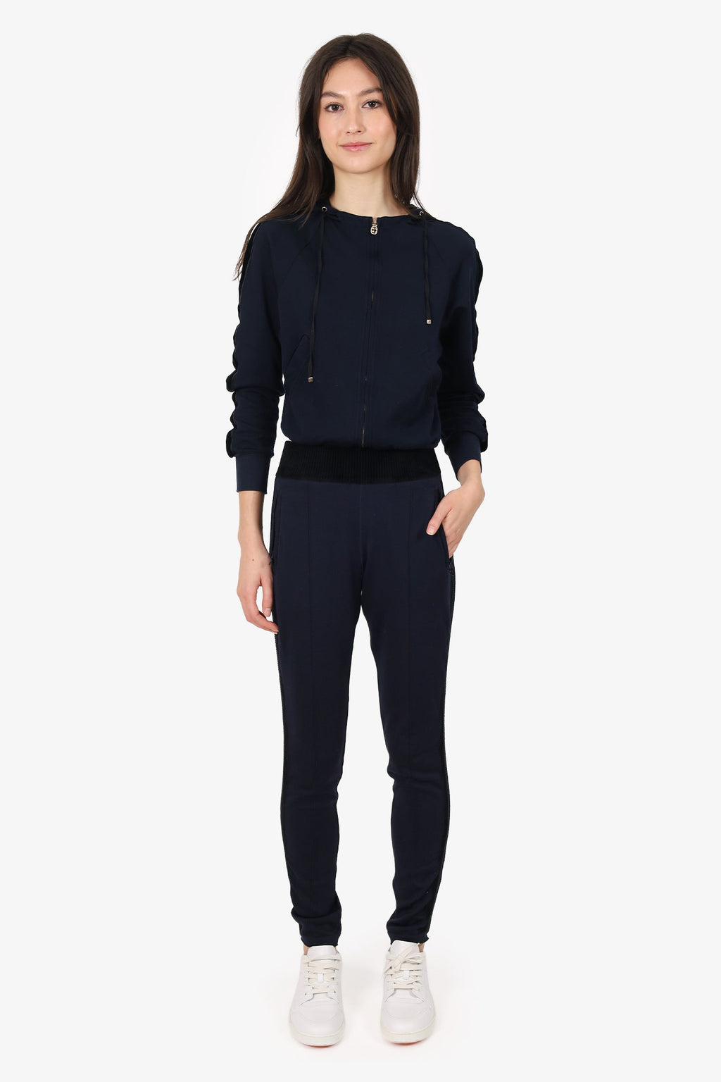 Pre-Loved Chanel™ Black/Navy Knit Joggers Size 34