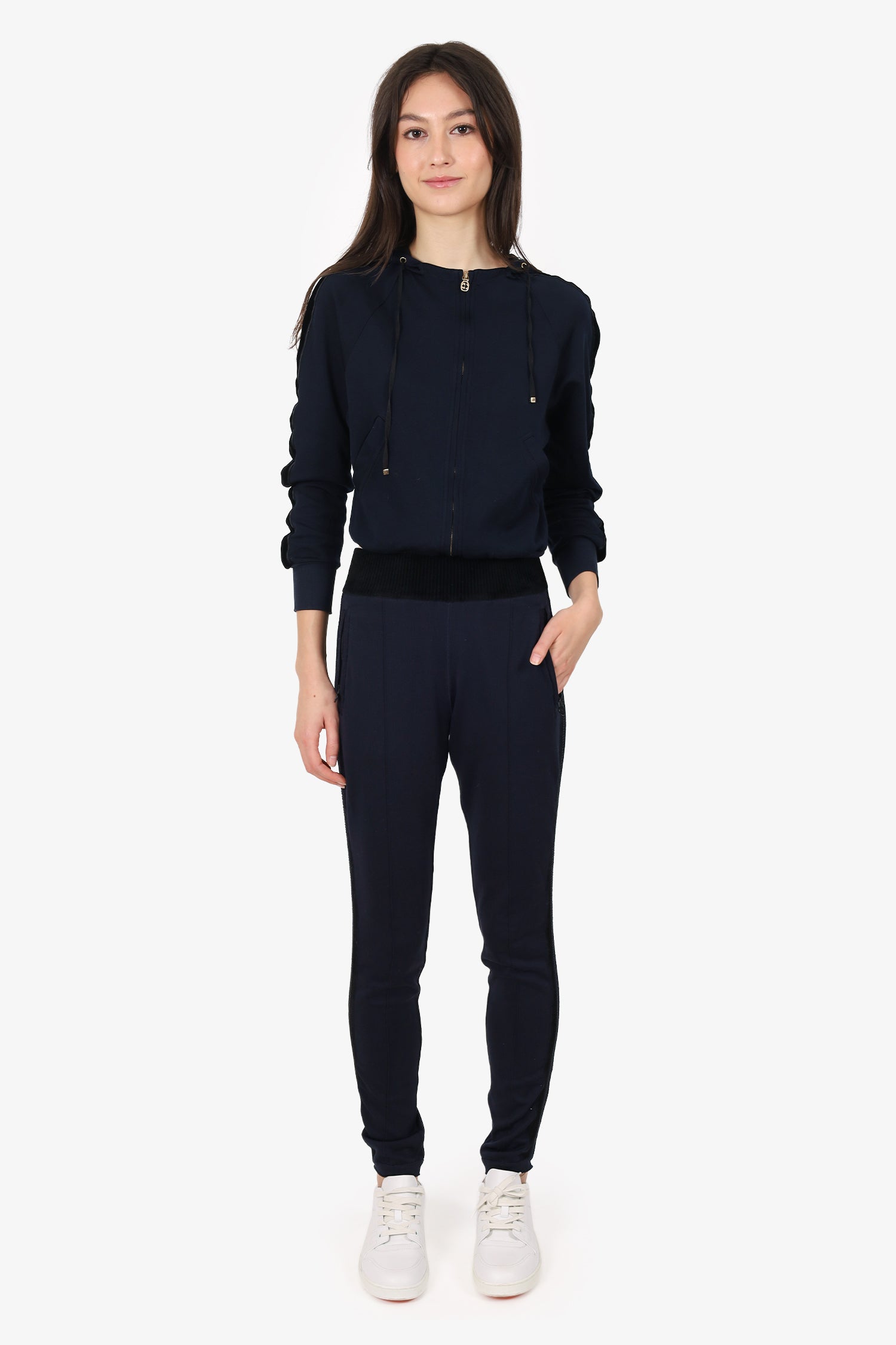 Pre-Loved Chanel™ Black/Navy Knit Joggers Size 34