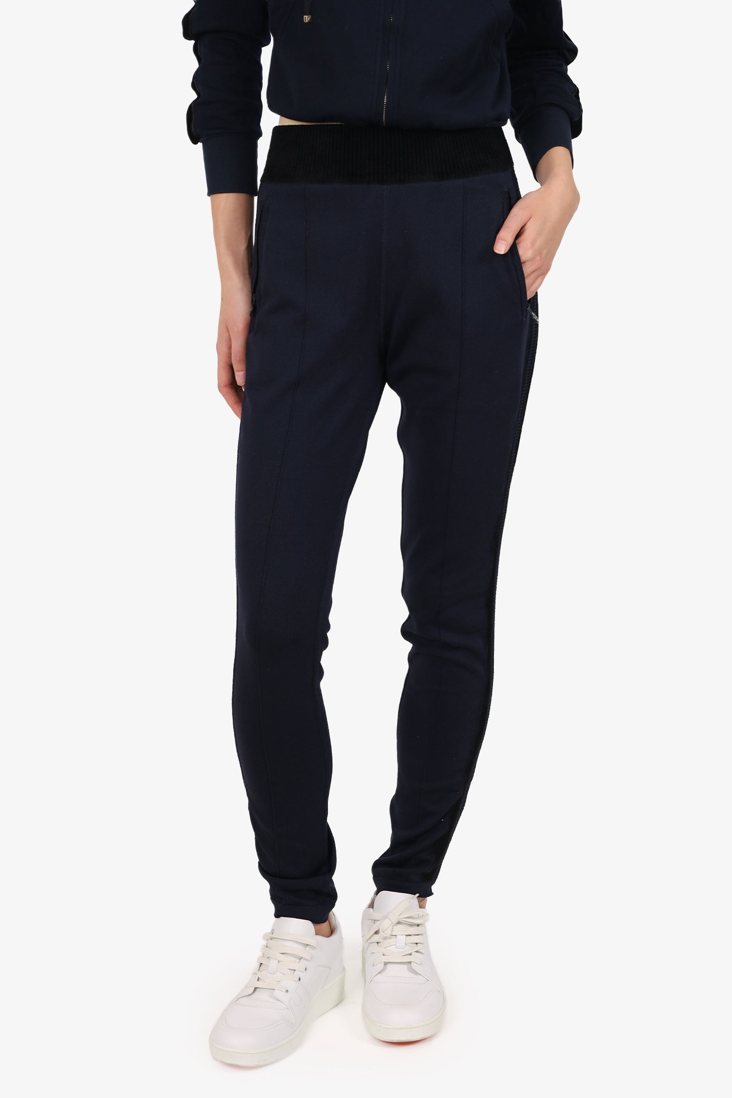 Pre-Loved Chanel™ Black/Navy Knit Joggers Size 34