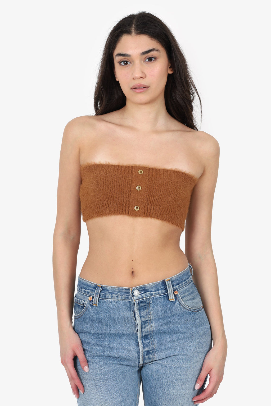 Jacquemus Brown Knit Bandeau Top Size XS