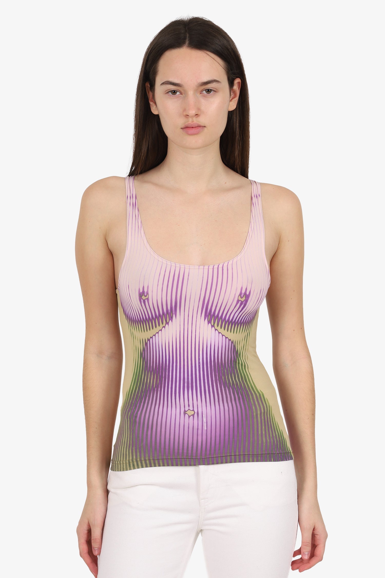 Jean Paul Gaultier x Y/Project Purple/Green Body Print Sleeveless Top Size 36