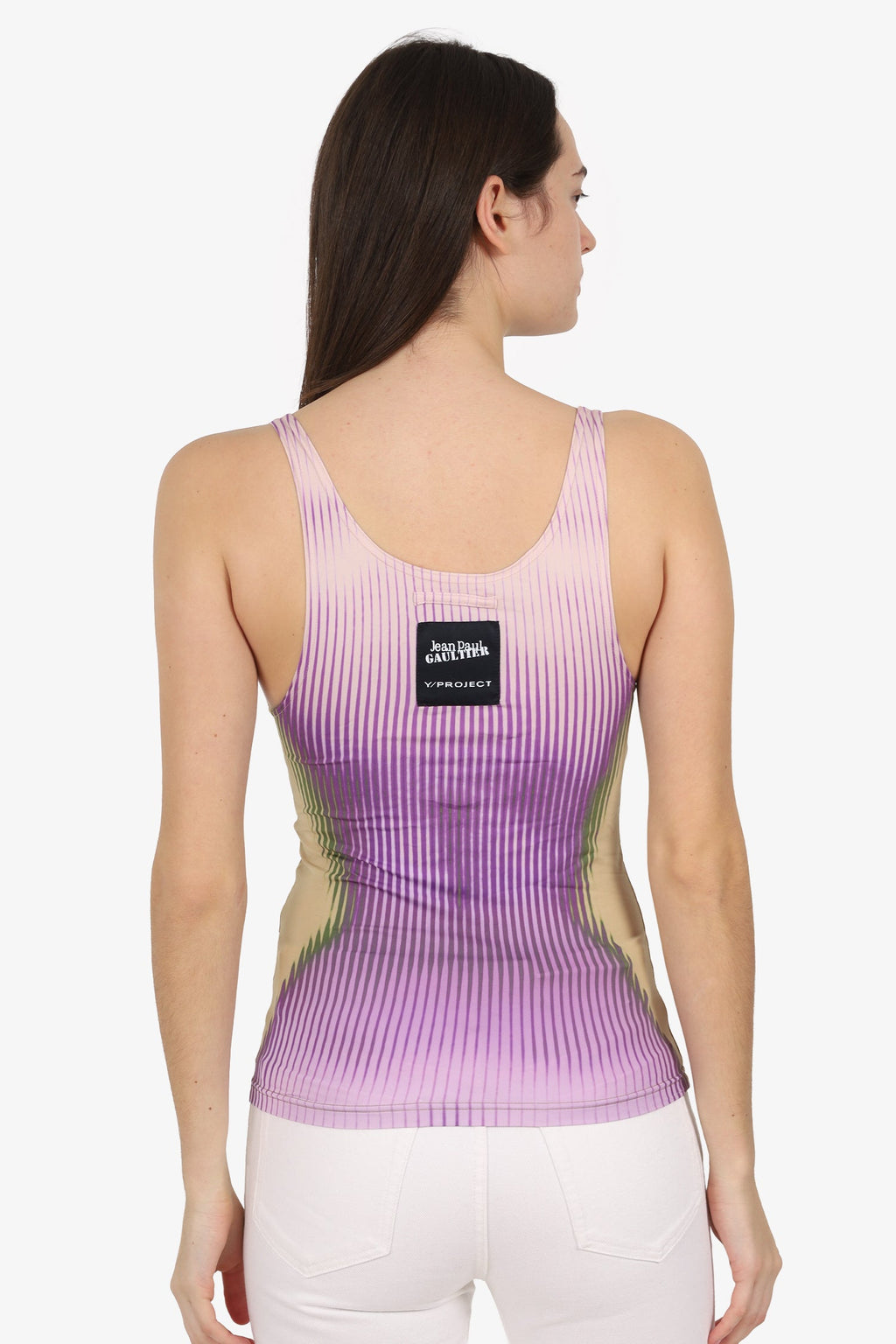 Jean Paul Gaultier x Y/Project Purple/Green Body Print Sleeveless Top Size 36