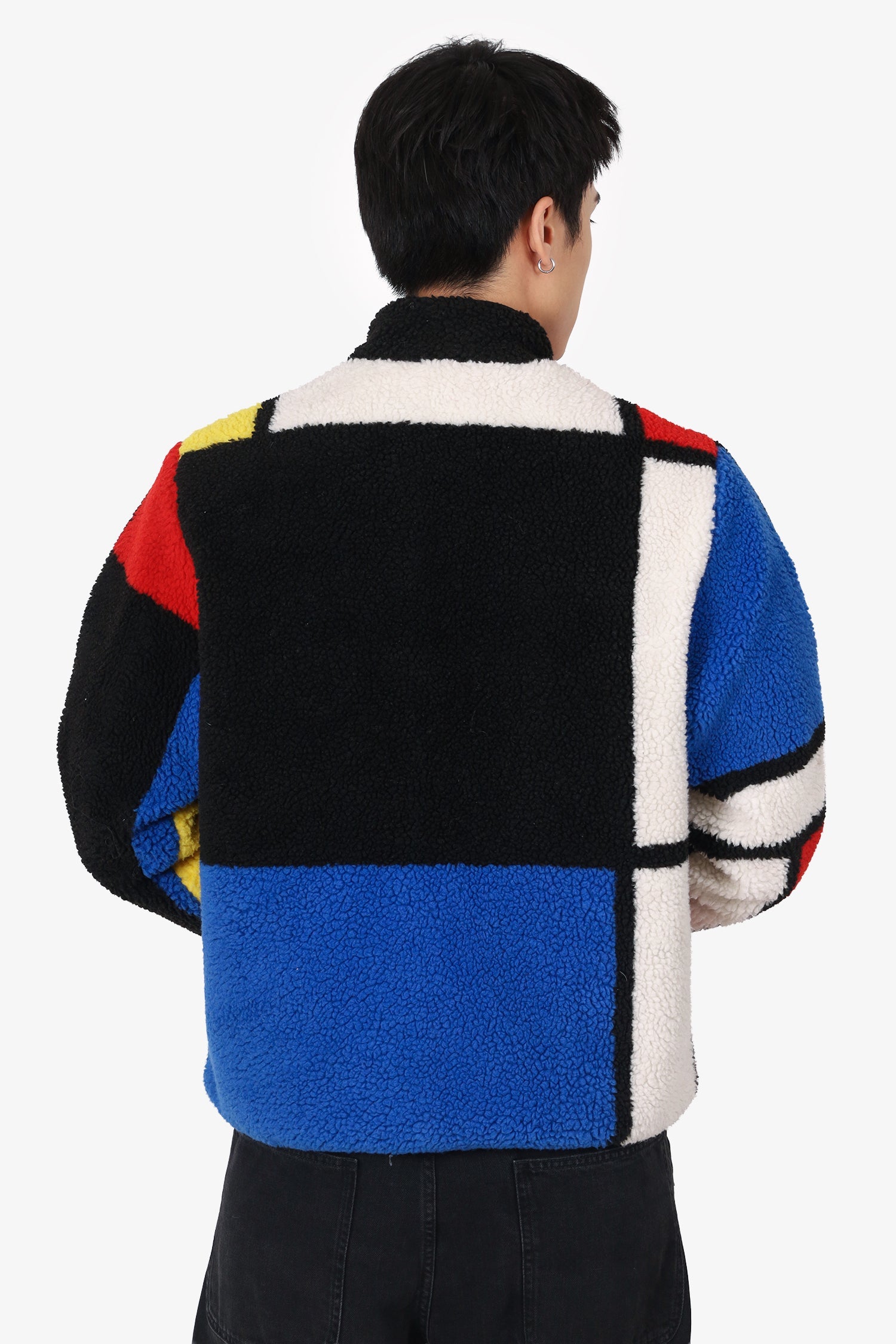 Supreme Black/Red/Yellow Colourblock Reversible Fleece Zip Up Sweater Size M Mens
