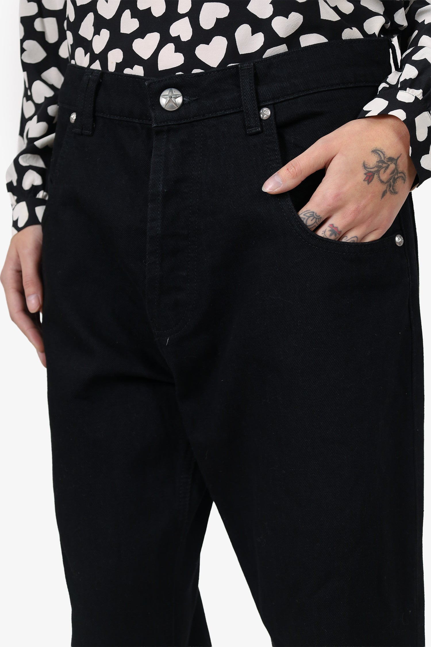 Systemic Black Wide Leg Oversized Cuff Hem Jeans Size 30