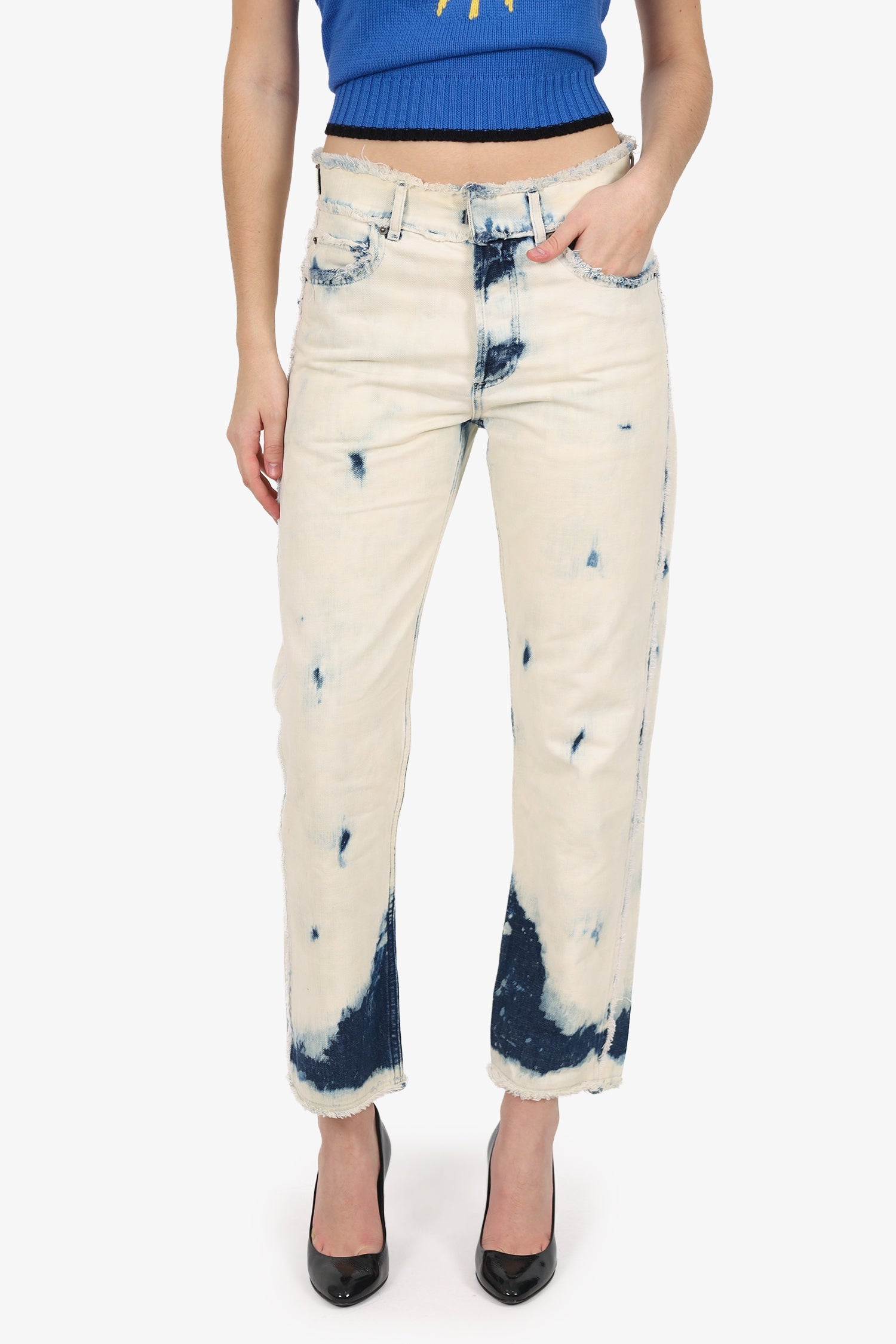 Christian Dior Tie Dye Frayed Edge Jeans Size 34