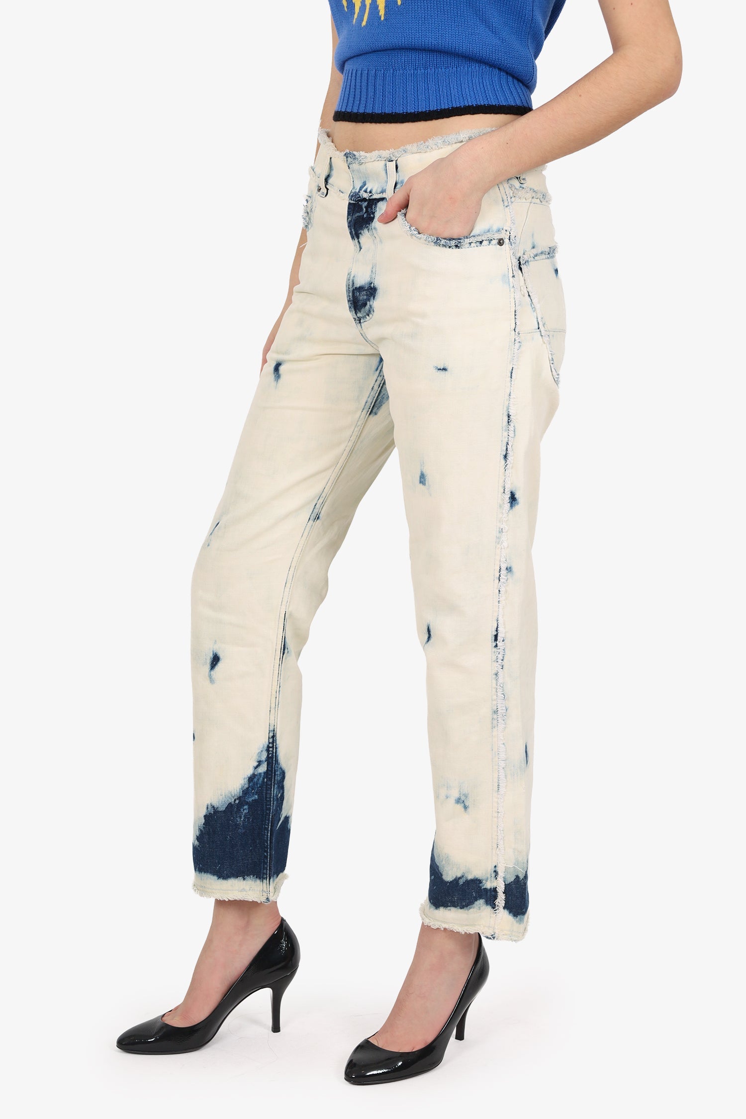 Christian Dior Tie Dye Frayed Edge Jeans Size 34