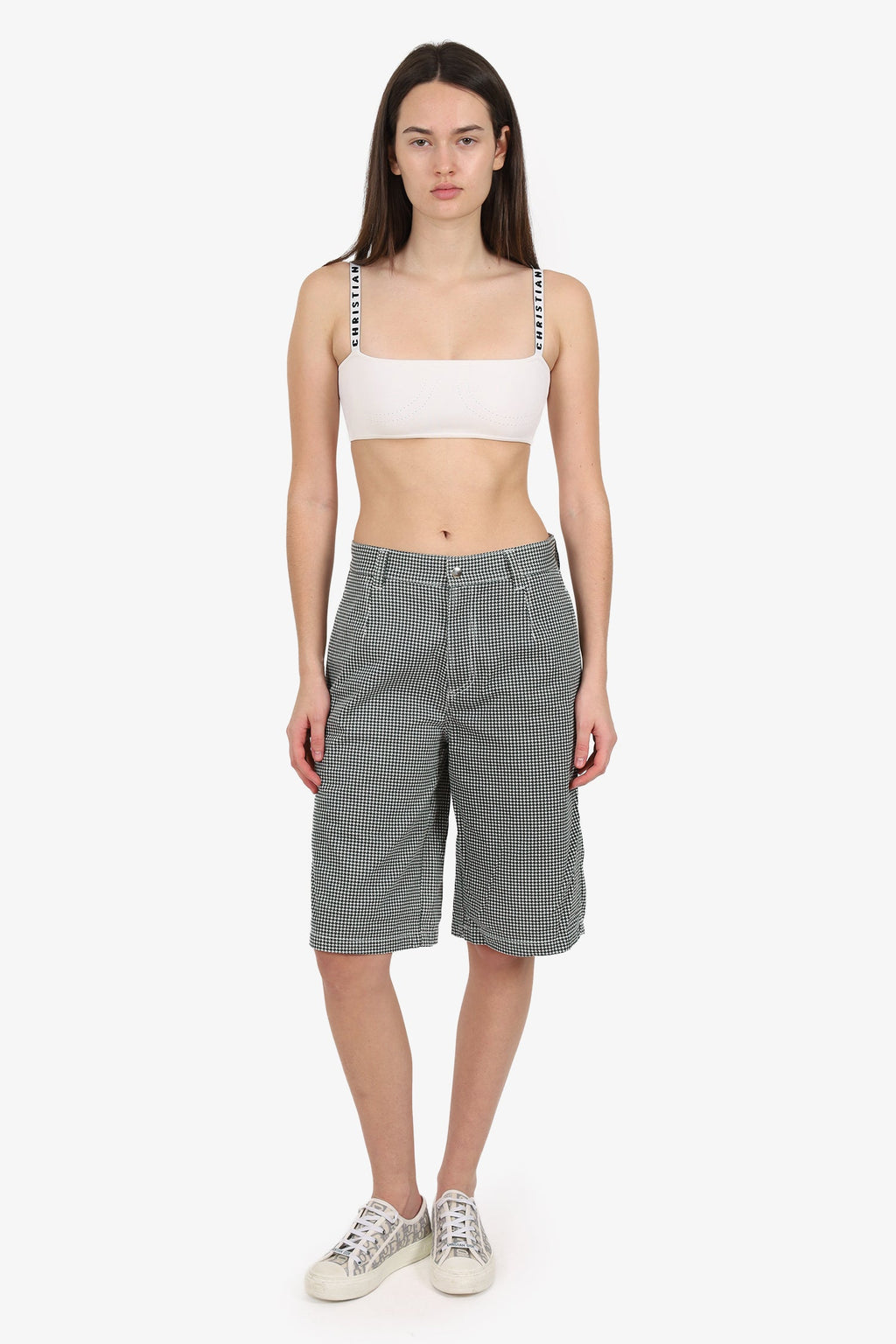 Stussy Black/White Houndstooth Long Shorts Size 28 Mens