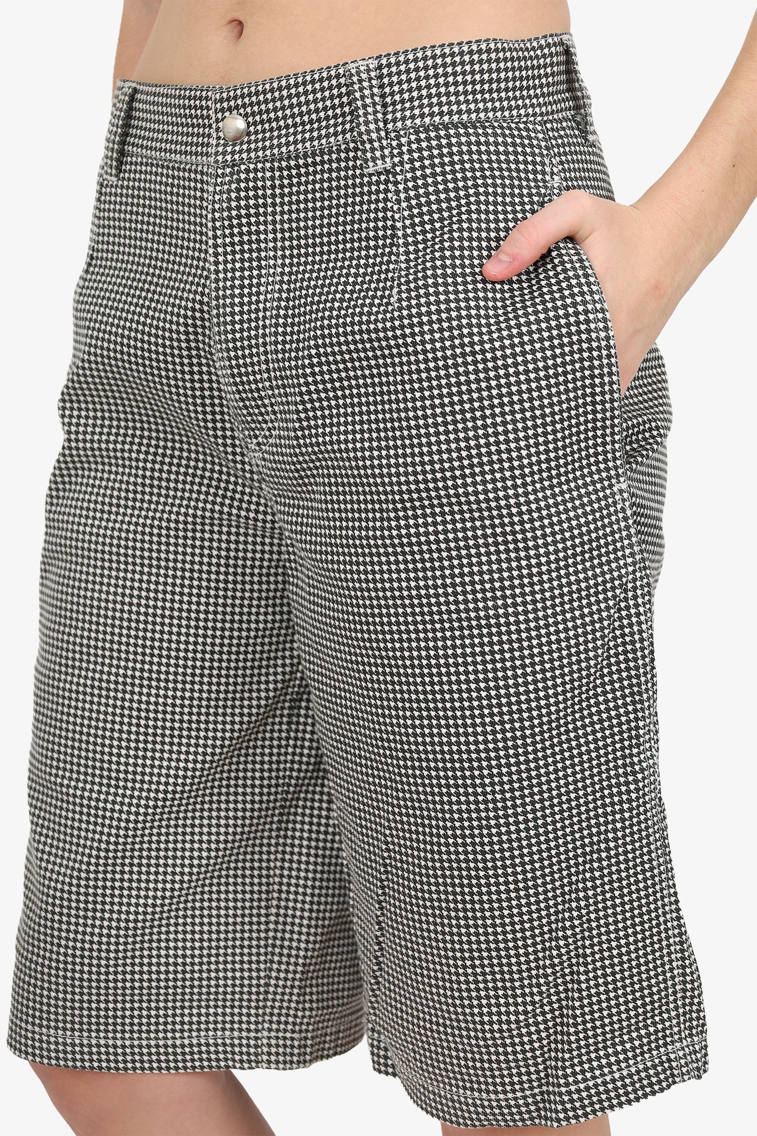 Stussy Black/White Houndstooth Long Shorts Size 28 Mens